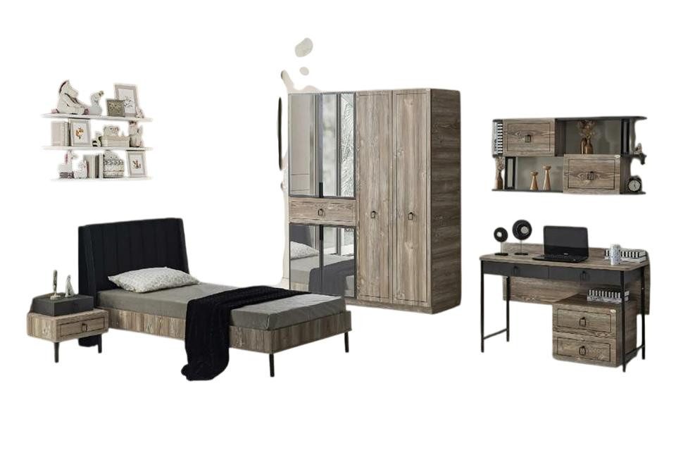 Jugendzimmer-Set Modernes Möbelset in Weiß mit Bett, Schreibtisch und Kleiderschrank