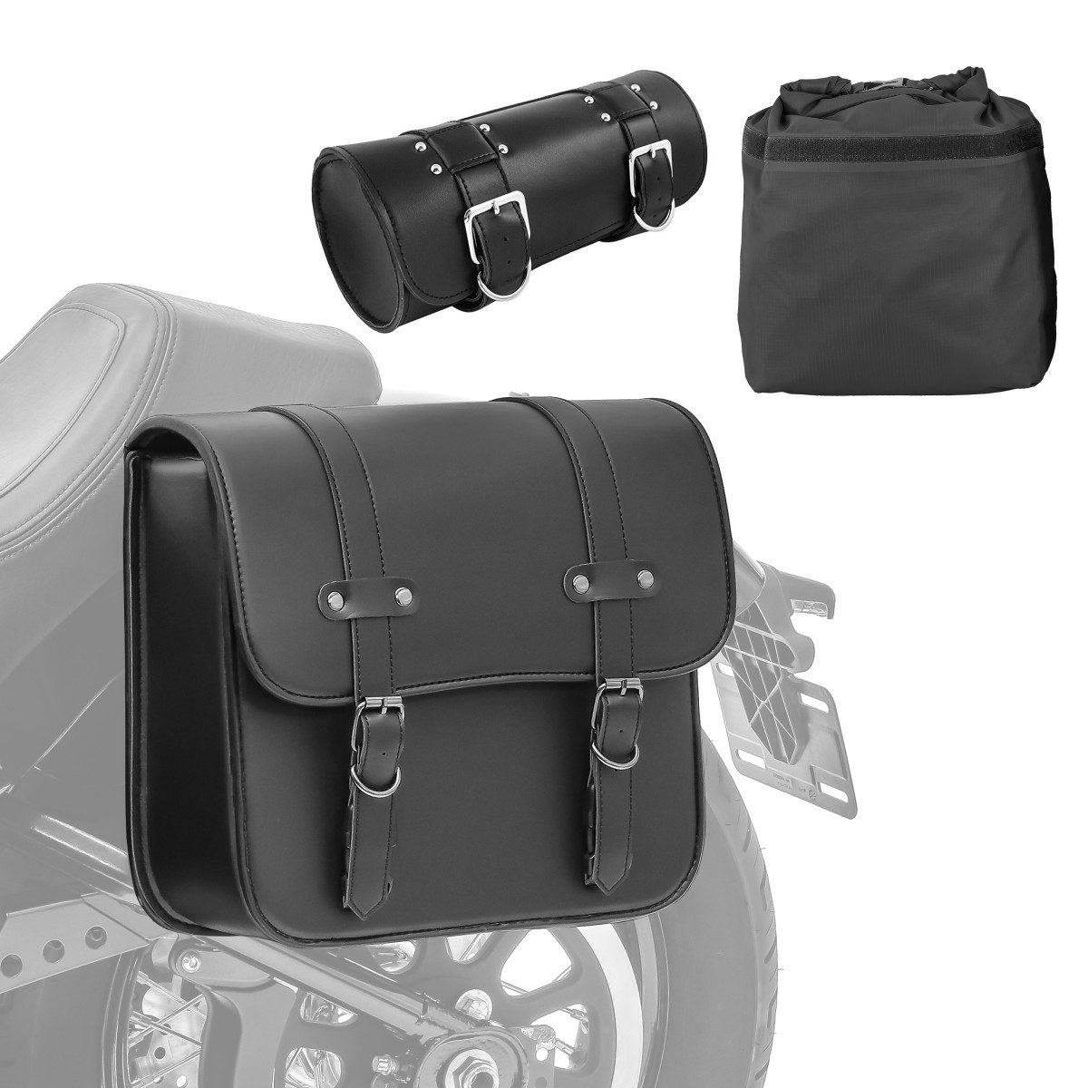 Satteltasche Set RBT Satteltasche + Werkzeugrolle für Kawasaki Vulcan S / W 800 / 6