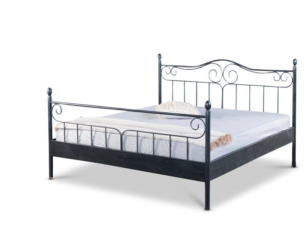 BedBox Metallbett Virgina, stabiles und formschönes Metallbett, pulverbeschichtetes Metall schwarz gewischt