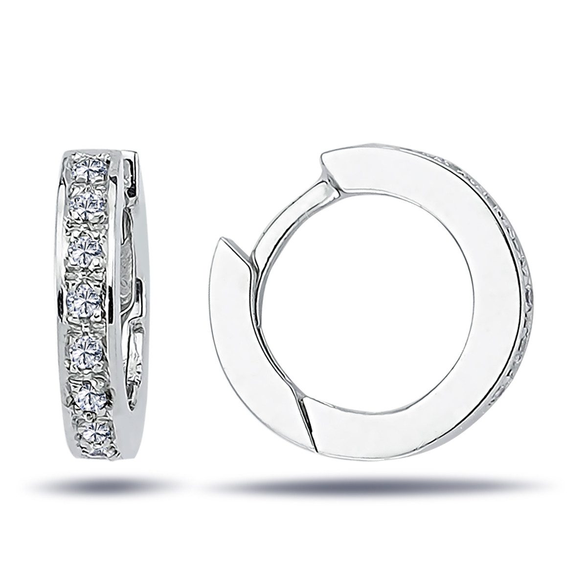 EinStein Diamant Ohrring-Set Creolen Diamanten Brillant Schliff Ohrringe 14 Karat Weißgold