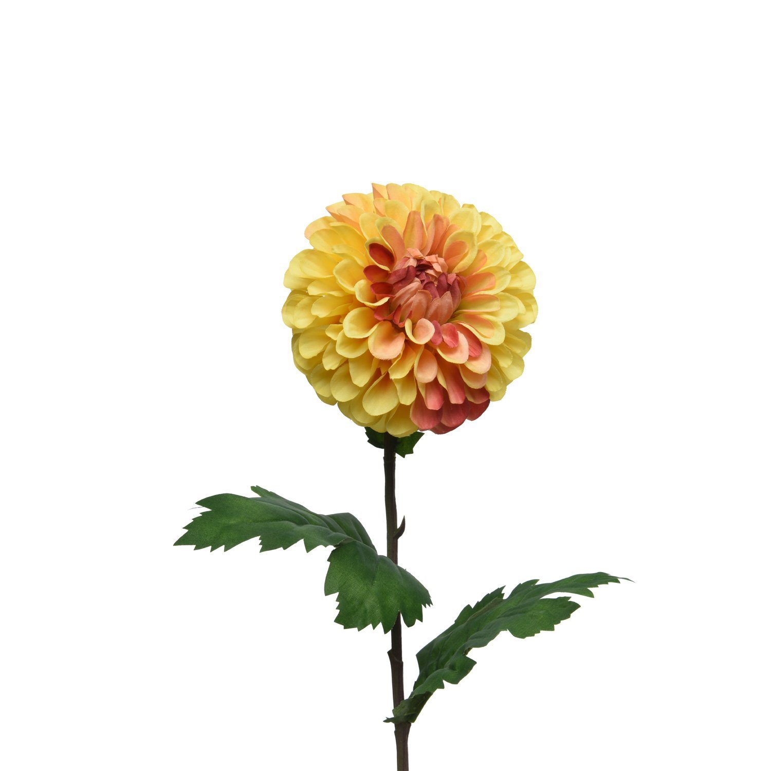 Kunstblume Dahlie am Stiel Pompon Kunstblume Stielblume Dekoblume H: 75cm gelb, MARELIDA, Höhe 75 cm