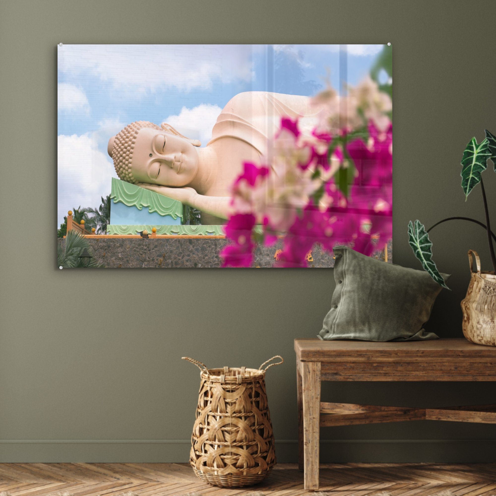 St), (1 - Acrylglasbild Buddha & MuchoWow Acrylglasbilder Blumen - Schlafzimmer Wohnzimmer Schlaf,