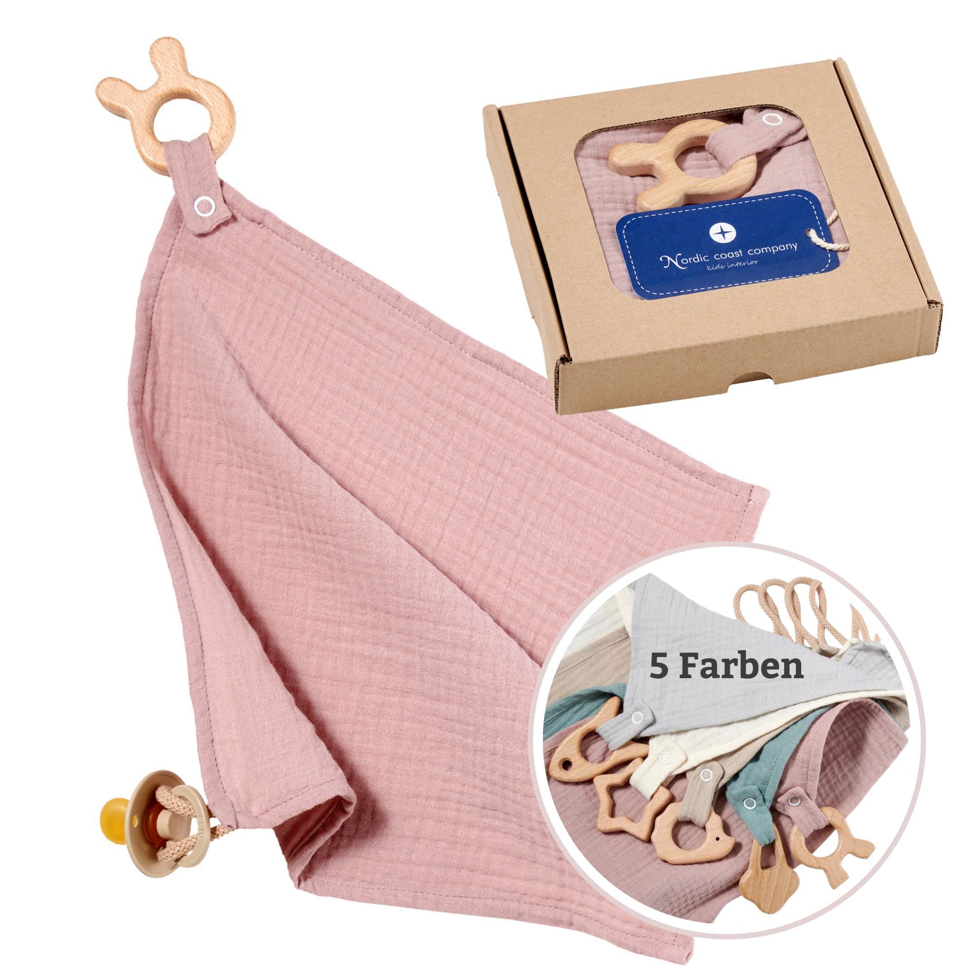 Kuscheltuch Schmusetuch Schnullertuch Schnullerband mit Beißring Baby Geschenk