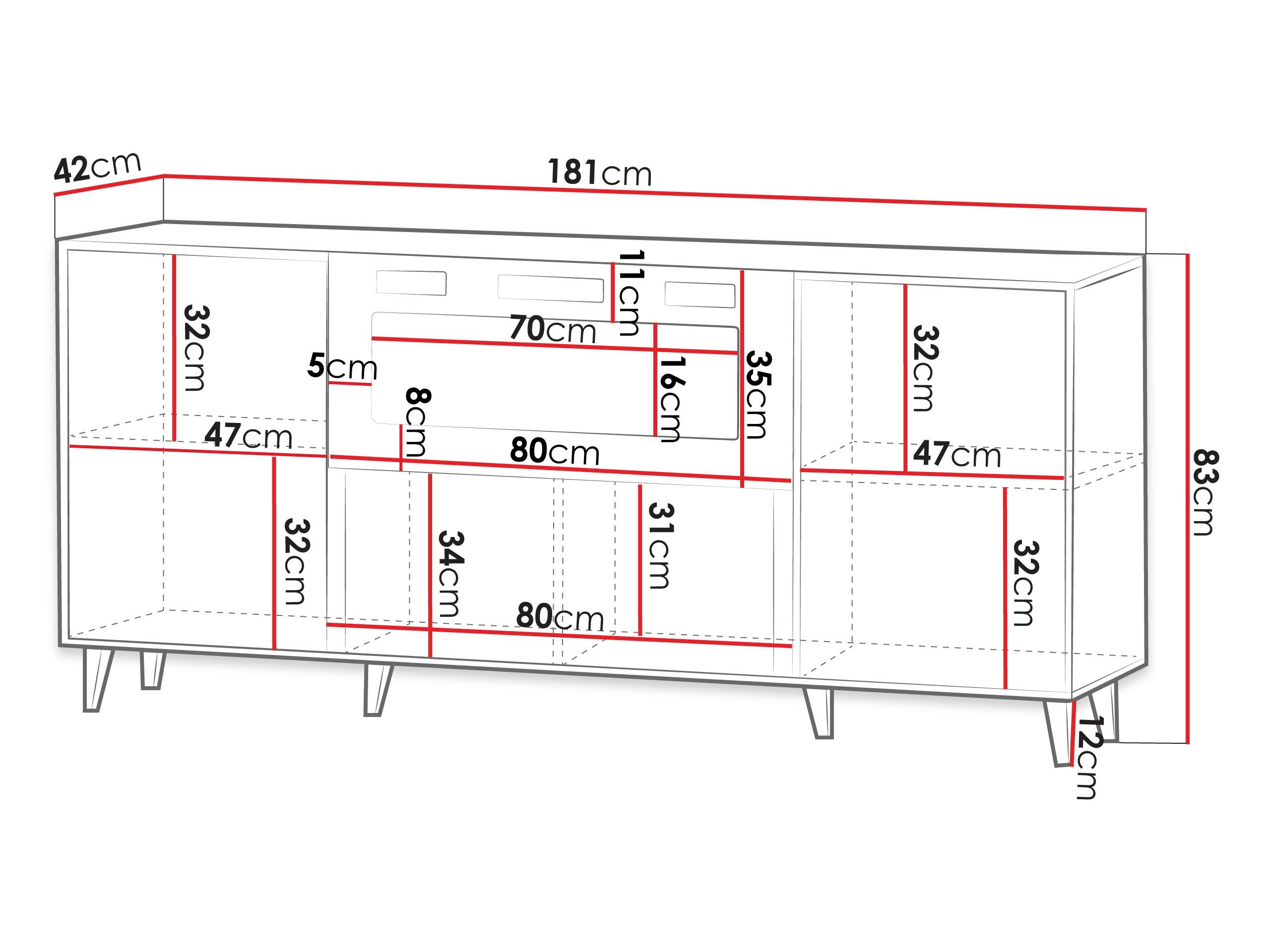 MIRJAN24 Kommode Vamos Grey 180 mit Kamin (mit 2 Türen und Klappe), Fronten gefräst, Realistische LED-Flamme – Bild 5 von 5