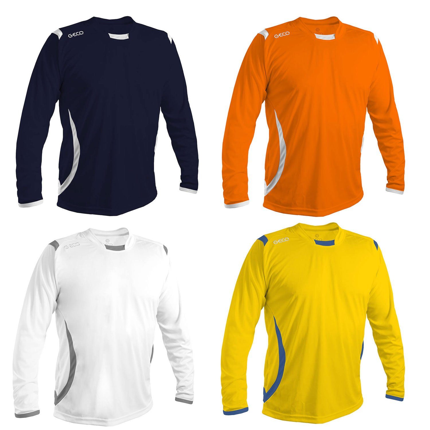 Fußball zweifarbig langarm Sportswear Geco Levante Geco gelb/blau Fußballtrikot Trikot