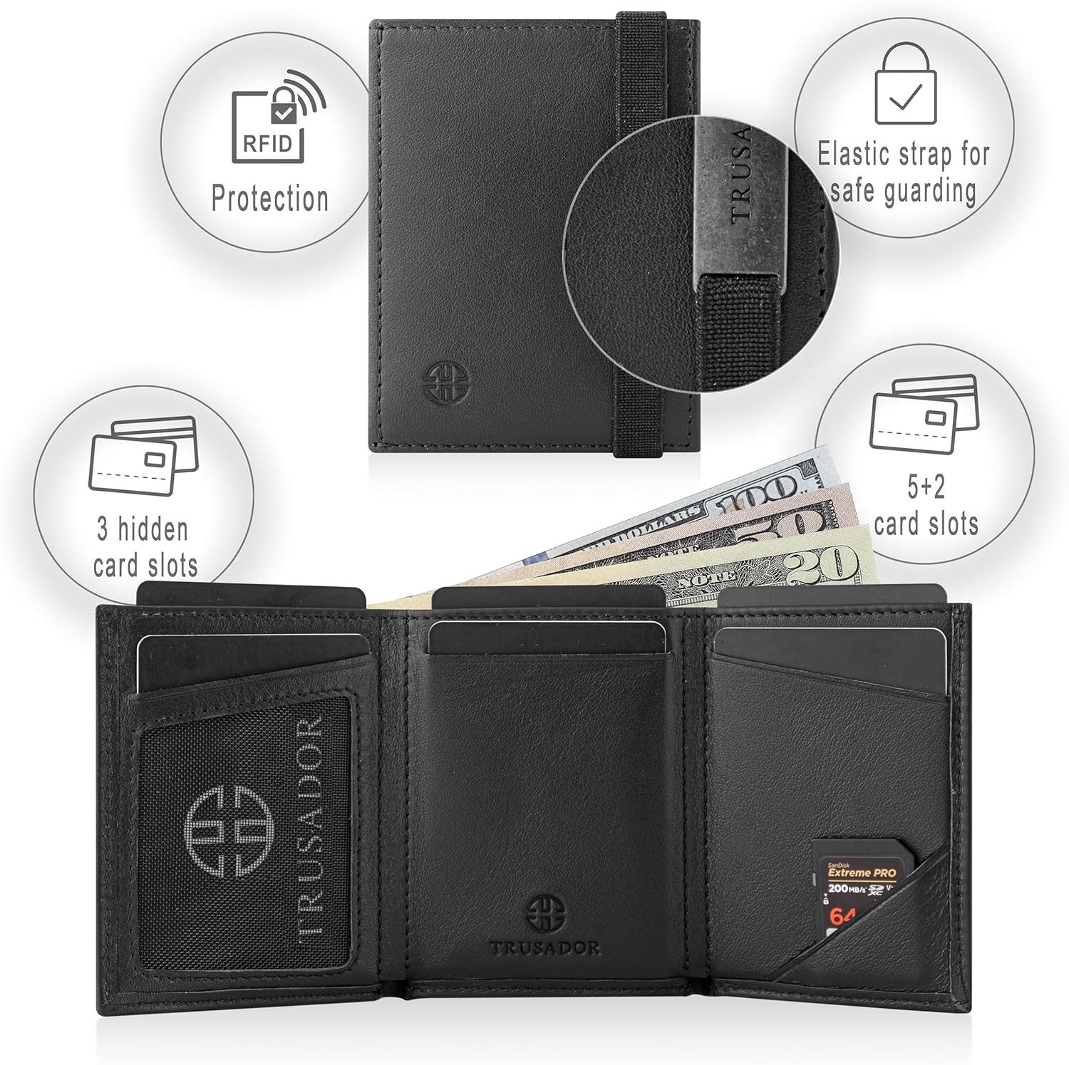 Trusador Geldbörse 'Marseille' - Edles Leder Wallet mit kleinem Spiegel (Ha günstig online kaufen