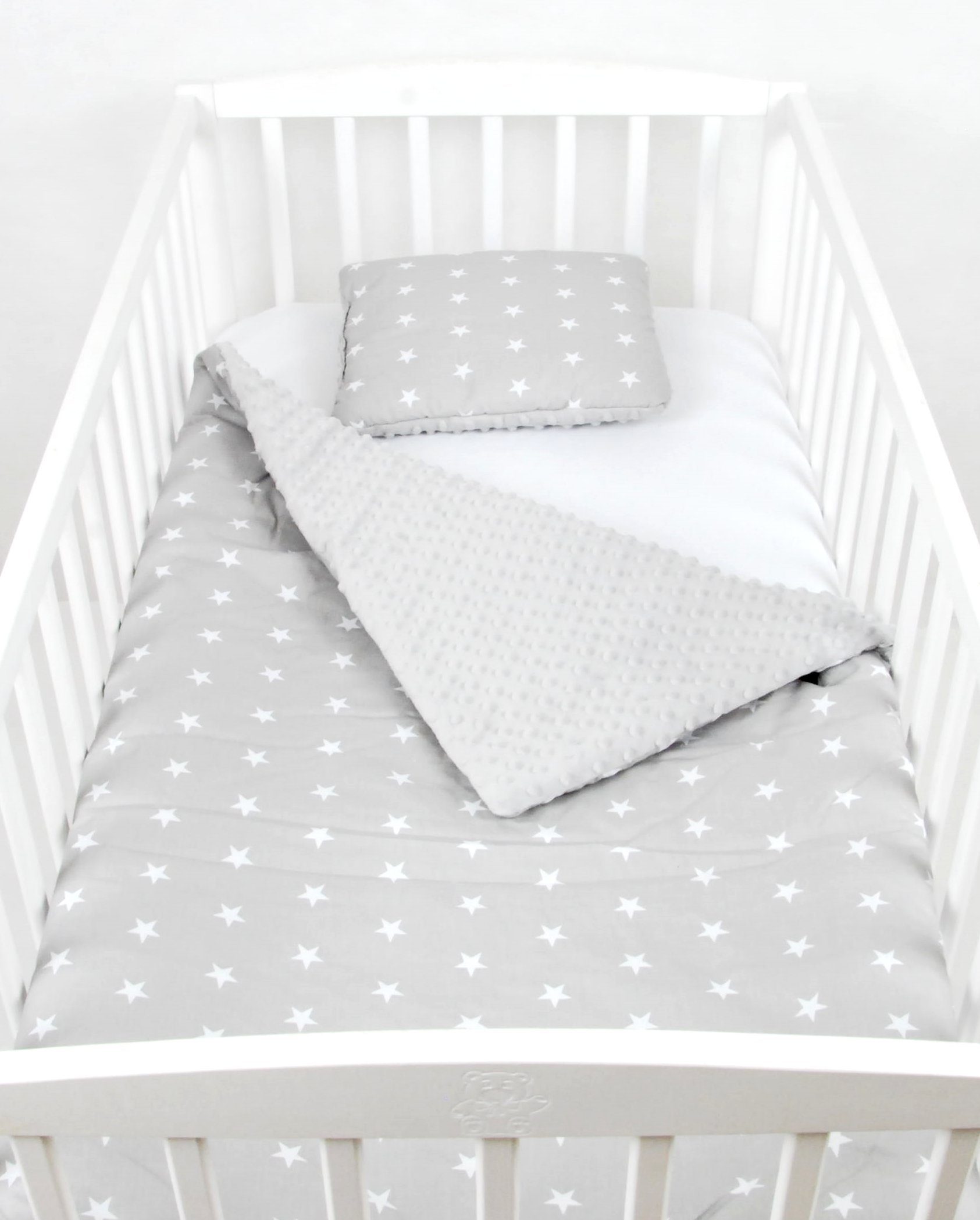 Babydecke BABYLUX Babydecke Krabbeldecke MINKY Kuscheldecke 75x100 cm+KISSEN, BabyLux, 5K. Grau + Sterne