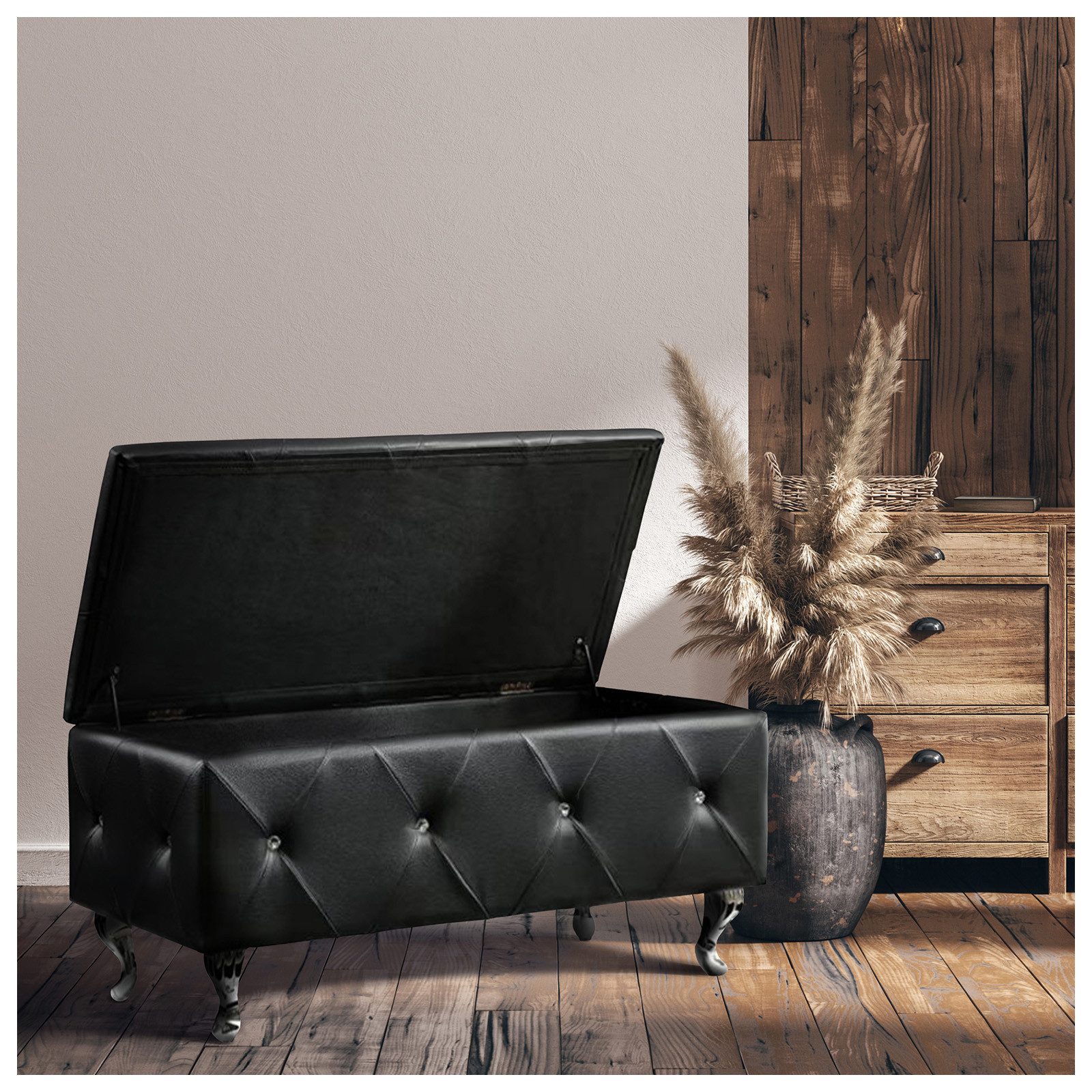 HTI-Living Sitztruhe Gepolsterte Sitzbank mit Truhe Maribella Schwarz (Stüc günstig online kaufen