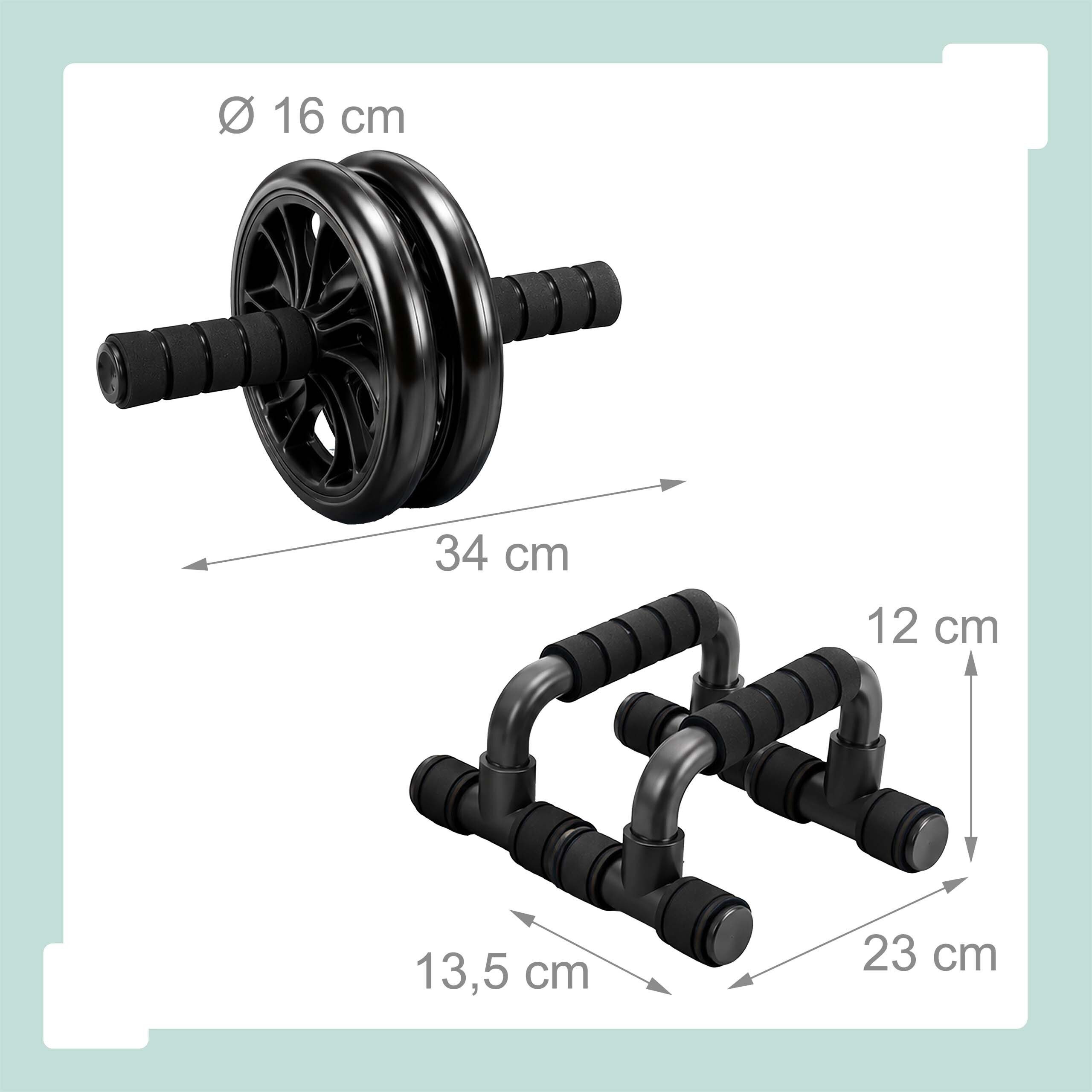 relaxdays AB-Roller 9-teiliges Fitness Set (9-St), schwarz – Bild 4 von 5