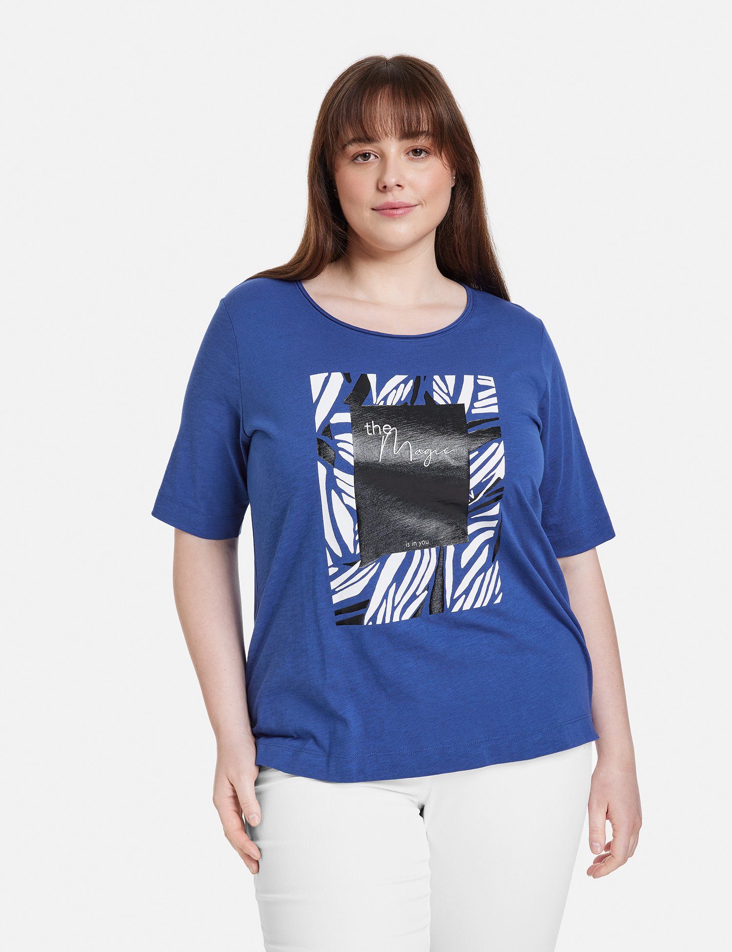 Samoon Kurzarmshirt T-Shirt mit Frontprint, Nachhaltiger Jersey