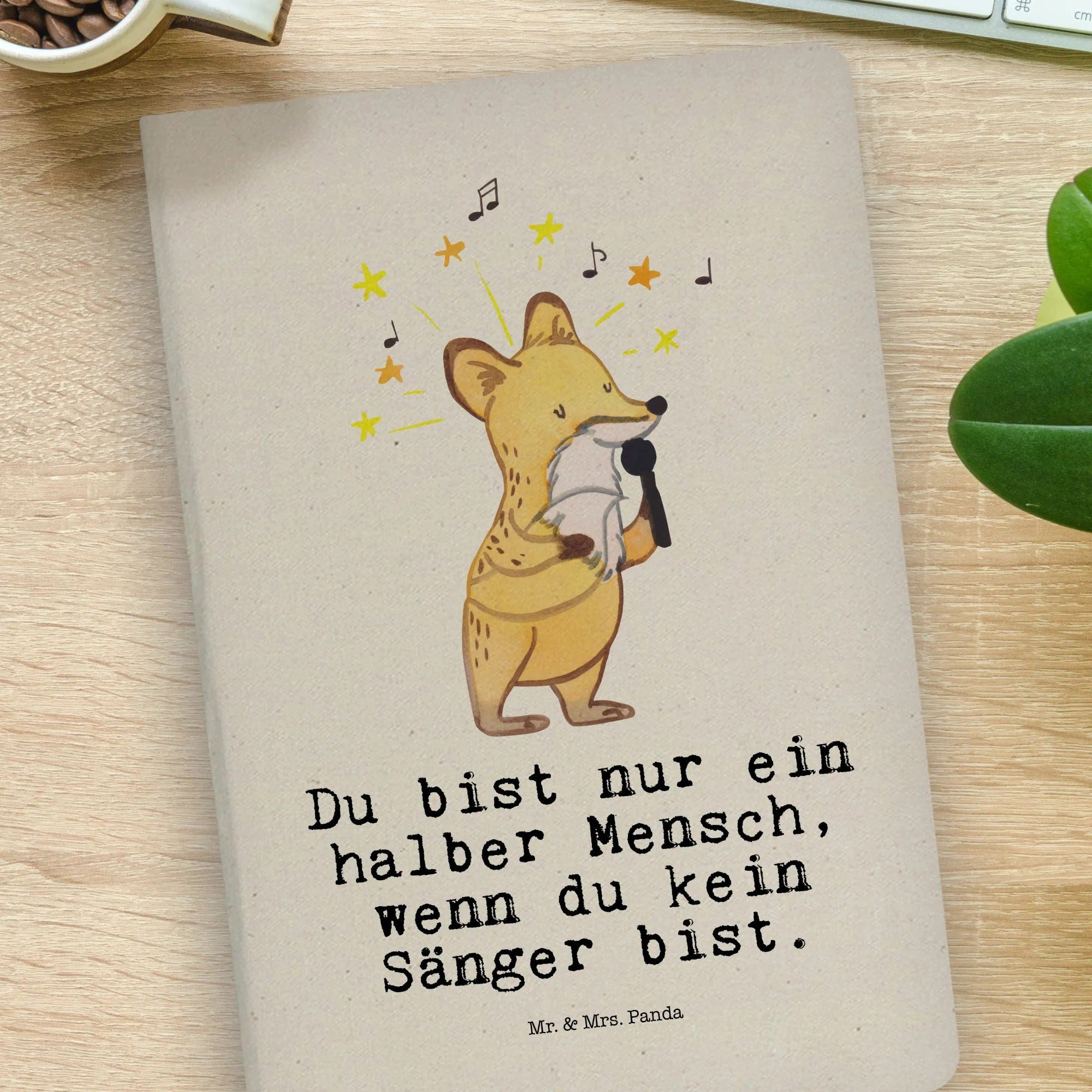 Thumbnail - Mr. & Mrs. Panda Notizbuch Sänger Herz - Transparent - Geschenk, Tagebuch DIN A4, Arbeitskollege Mr. & Mrs. Panda, Kreat...