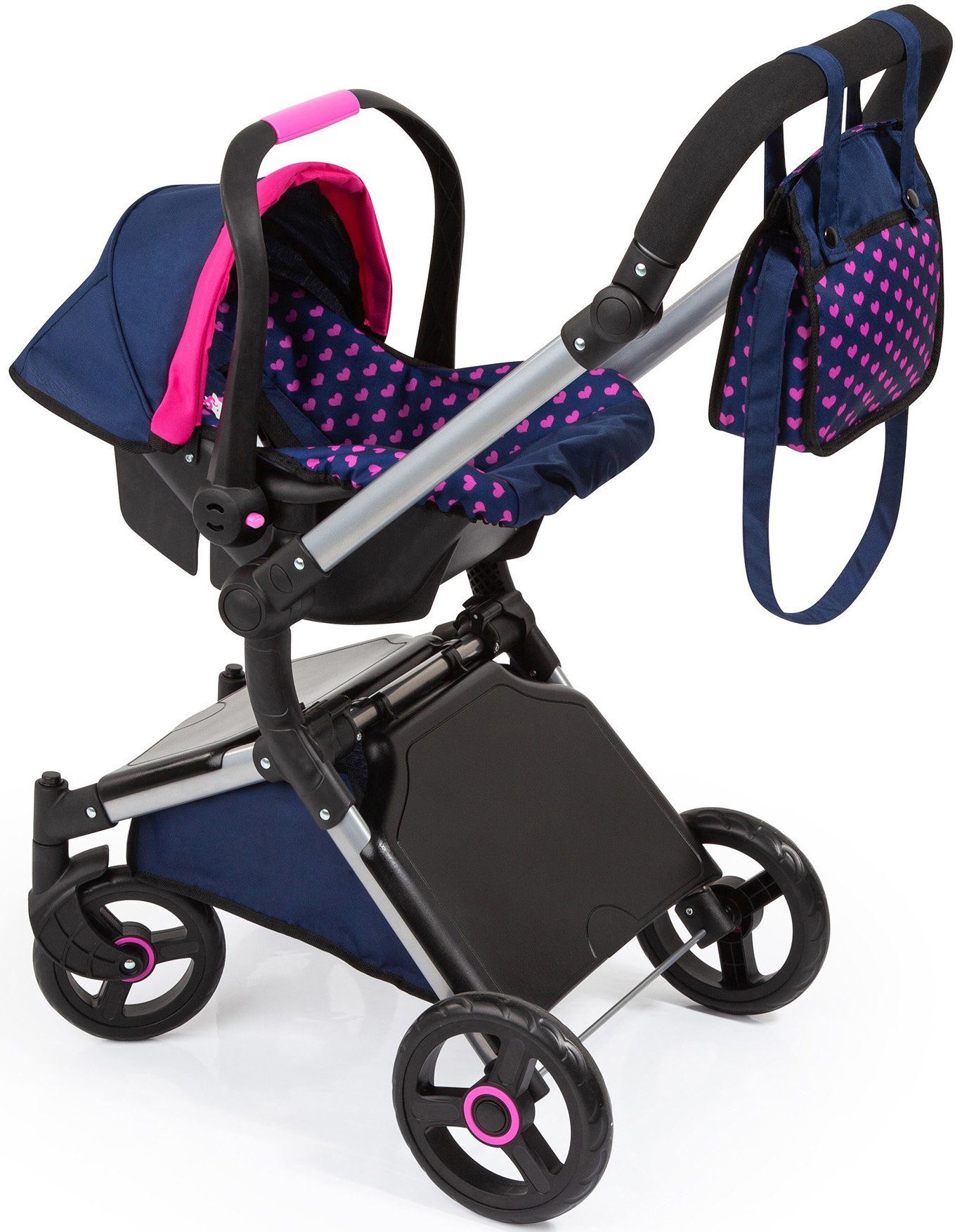 Image of Bayer Puppenwagen »City Cruiser, blau«, mit Wickeltasche