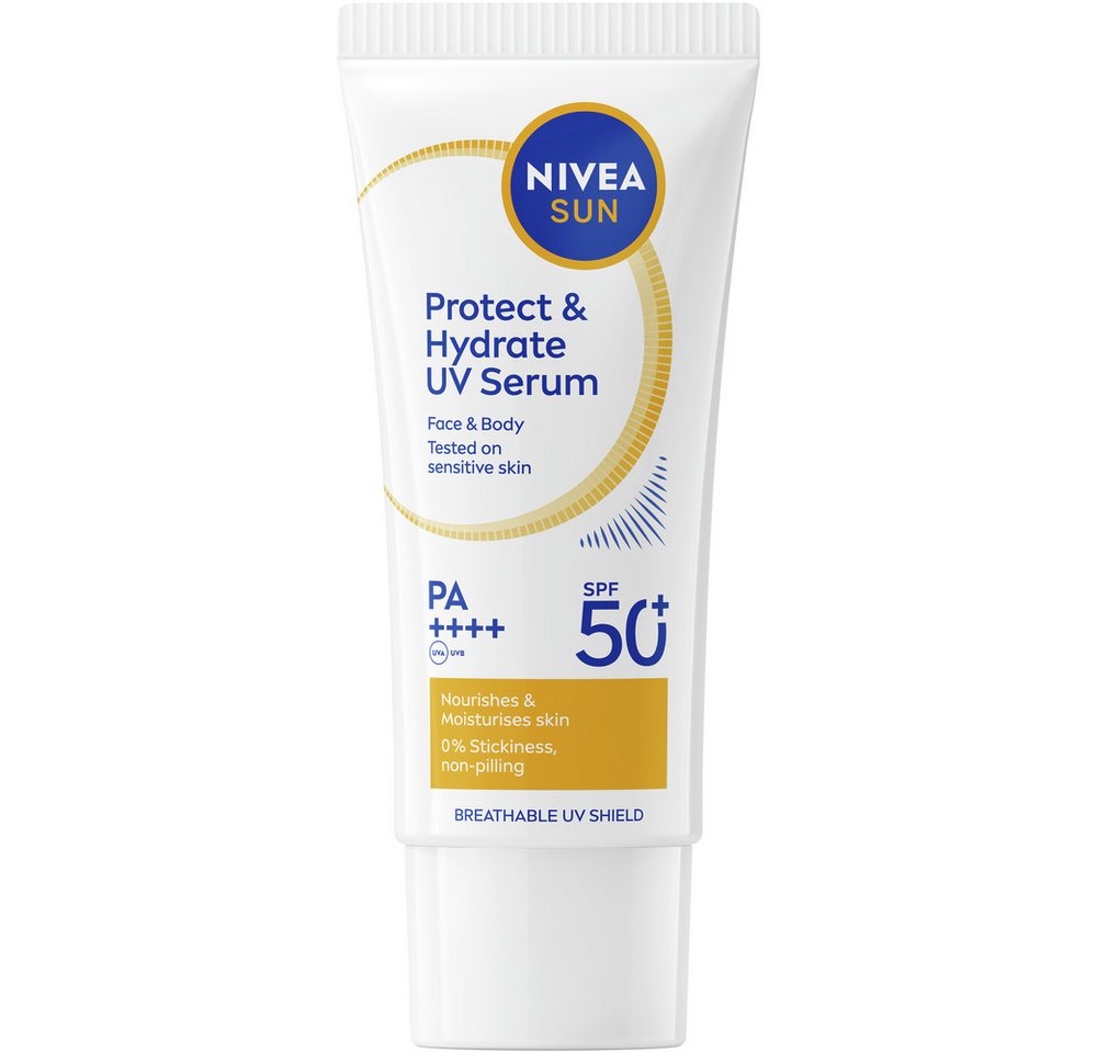 Nivea Sun Sonnenschutzlotion UV Face Serum Lotion XXL, 1-tlg., Lichtschutzfaktor 50+, für Gesicht und Körper, Creme-Textur