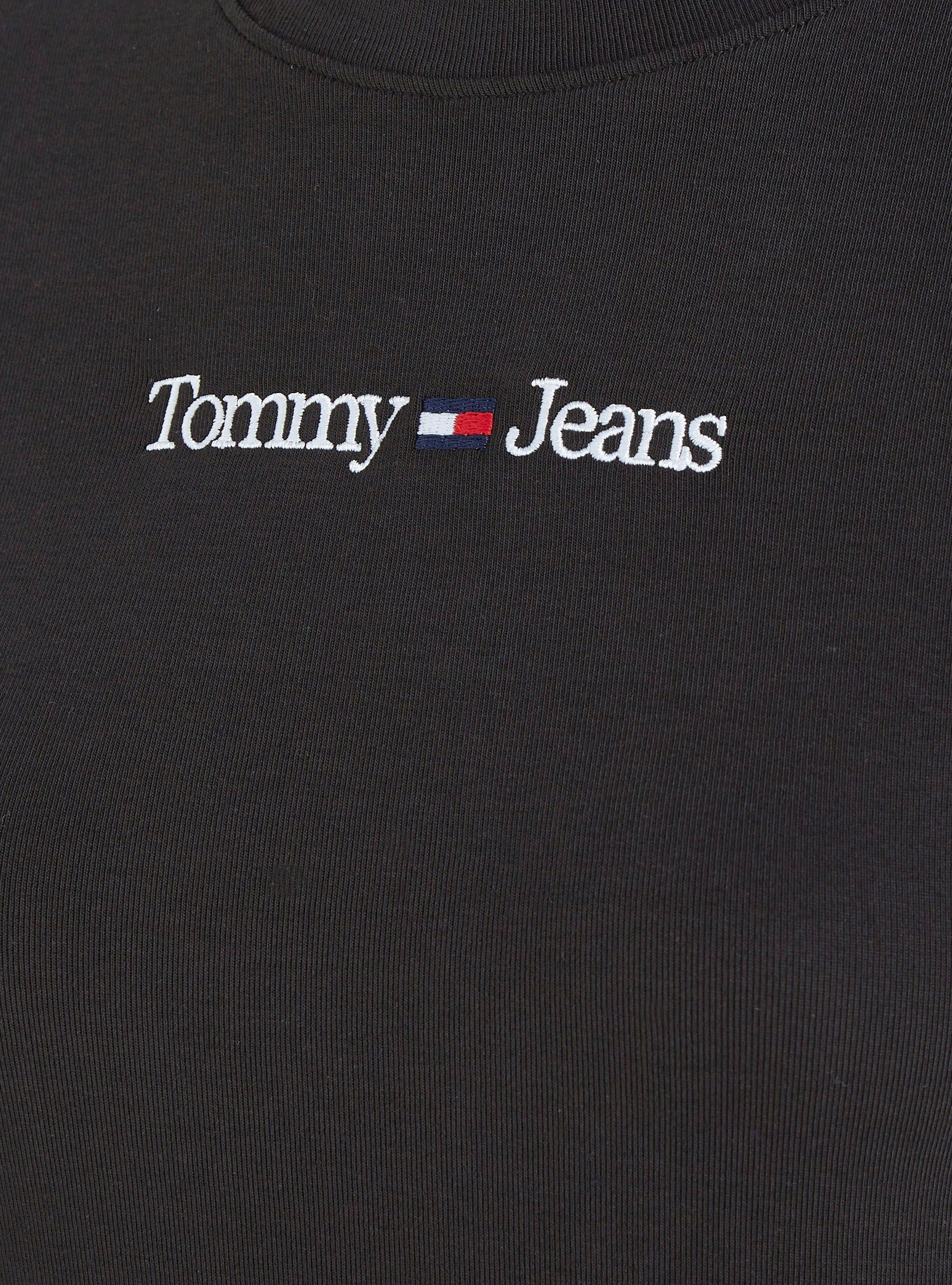 Jeans dezenten LINEAR BABY Jeans Tommy TJW mit SERIF Tommy SS Stickereien Kurzarmshirt schwarz