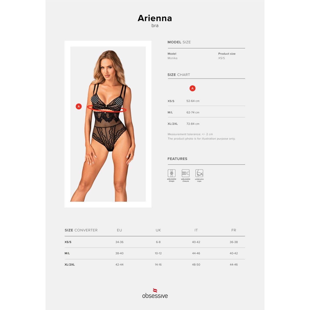 OB black bra Obsessive (ML,XSS,XXL) Arienna - Bustier