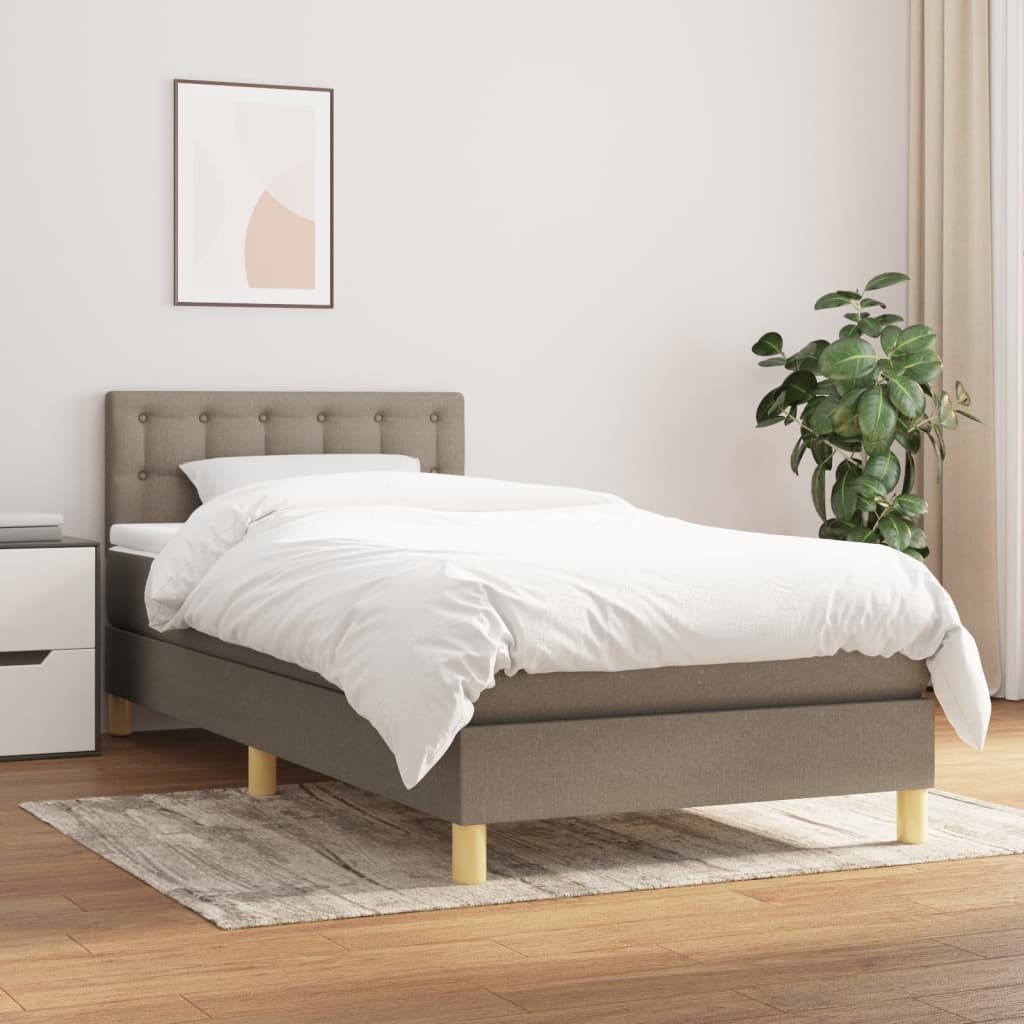 vidaXL Boxspringbett, Boxbett mit Matratze Taupe 80x200 cm Stoff