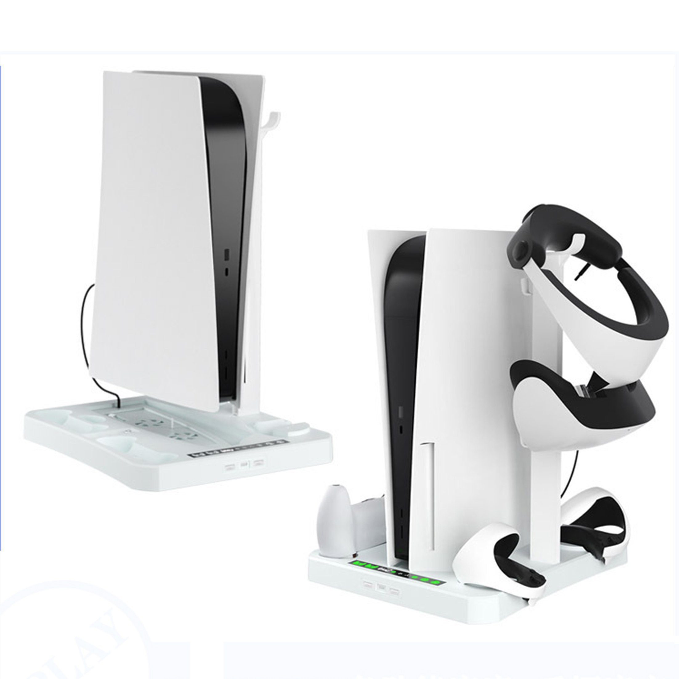 feinlux PSVR2 und PS5 Aufbewahrungsständer Controller (Packung, mit 3 Windgeschwindigkeiten,PS5-Controller, Headset und Disc-Halter)