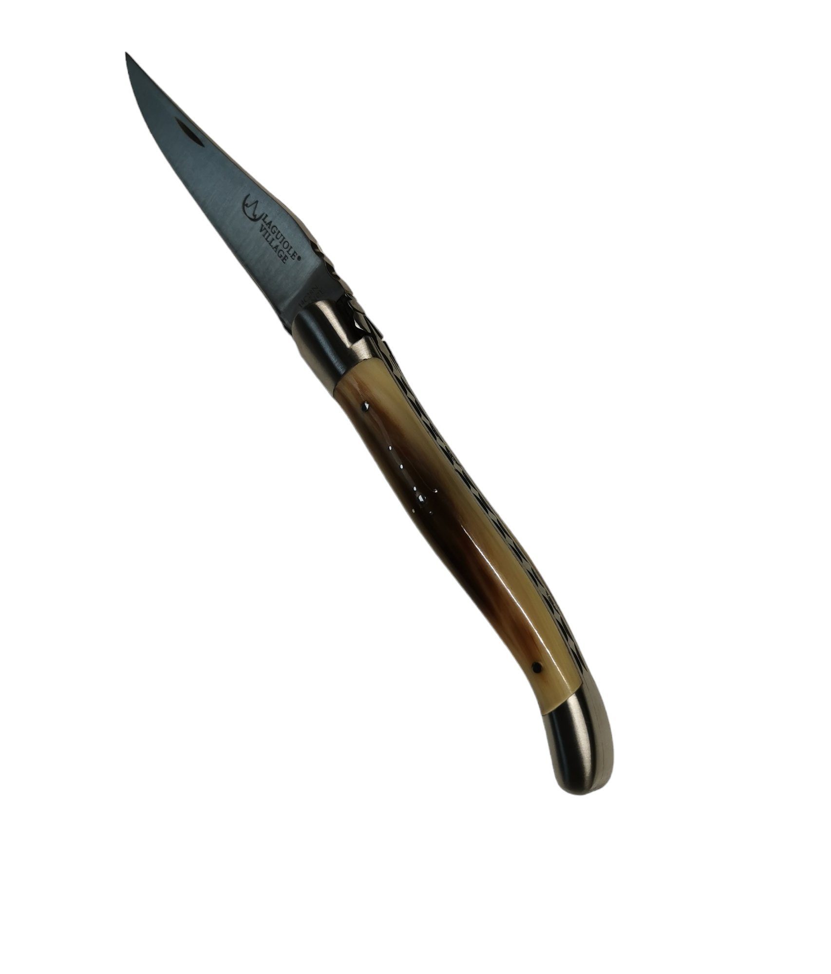 Laguiole Frankreich Taschenmesser Laguiole Village Taschenmesser mit Horn Griff in 12 cm, (1 St), Handarbeit, Edelstahlklinge