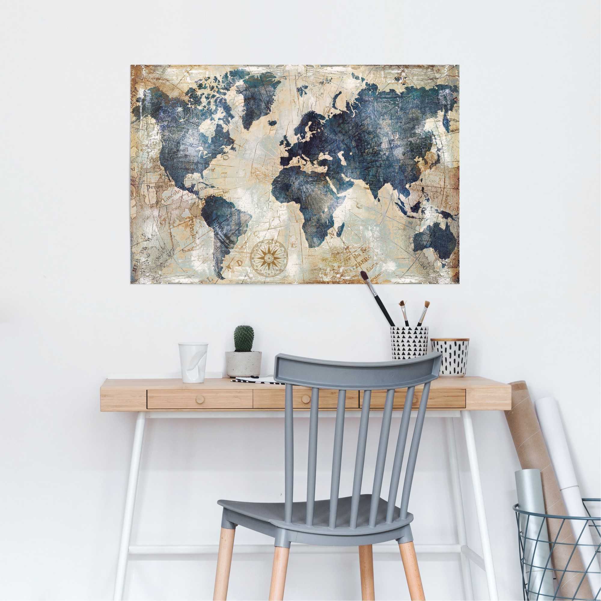 Reinders! Poster »Weltkarte Vintage - Kontinente - Landkarte«, (1 Stück)-HomeTrends