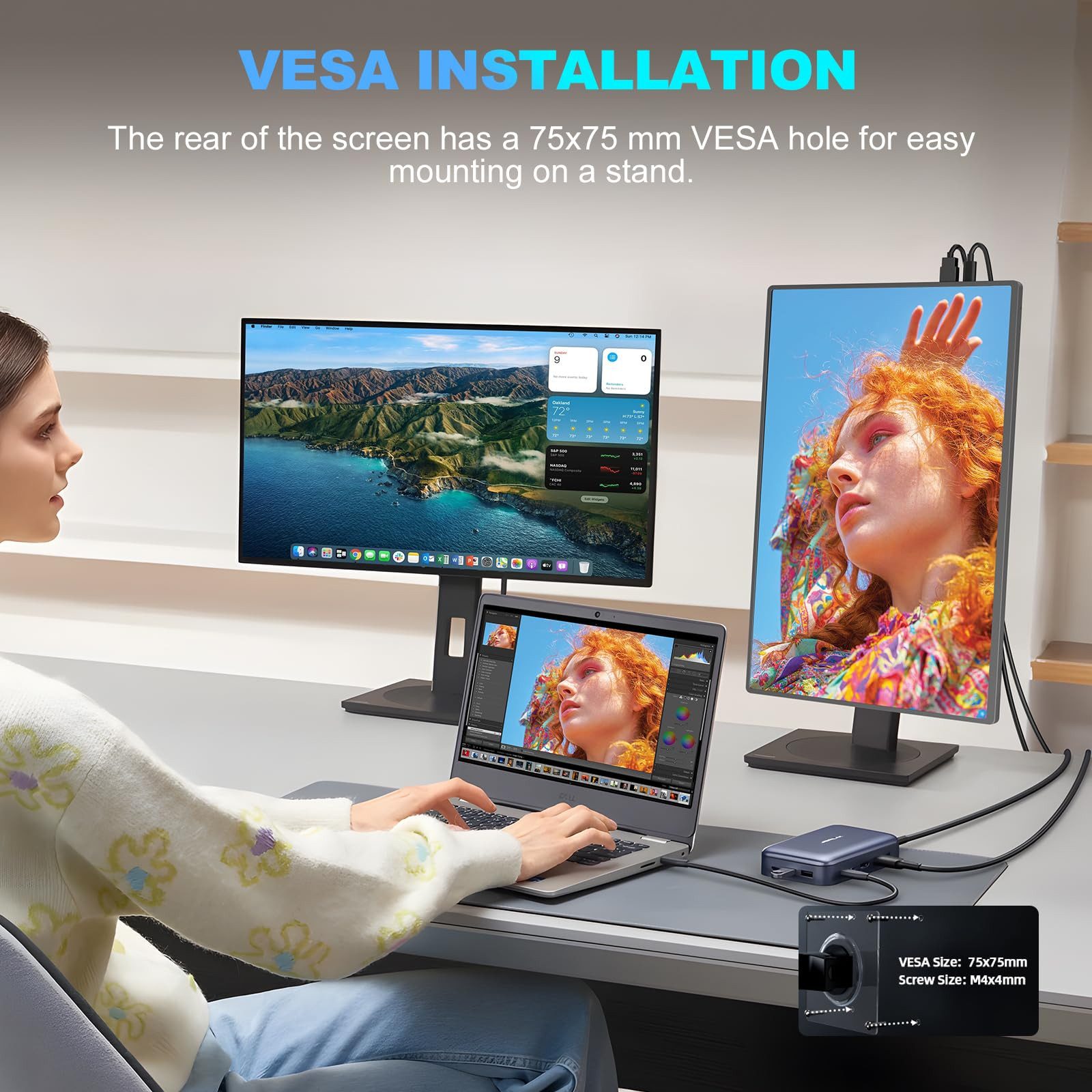 Bundviel Tragbarer Monitor für Laptop, 1080P, USB C, HDMI Portabler Monitor (47 cm/18.5 ", 1920 x 1080 px, FHD, 3 ms Reaktionszeit, 120 Hz)