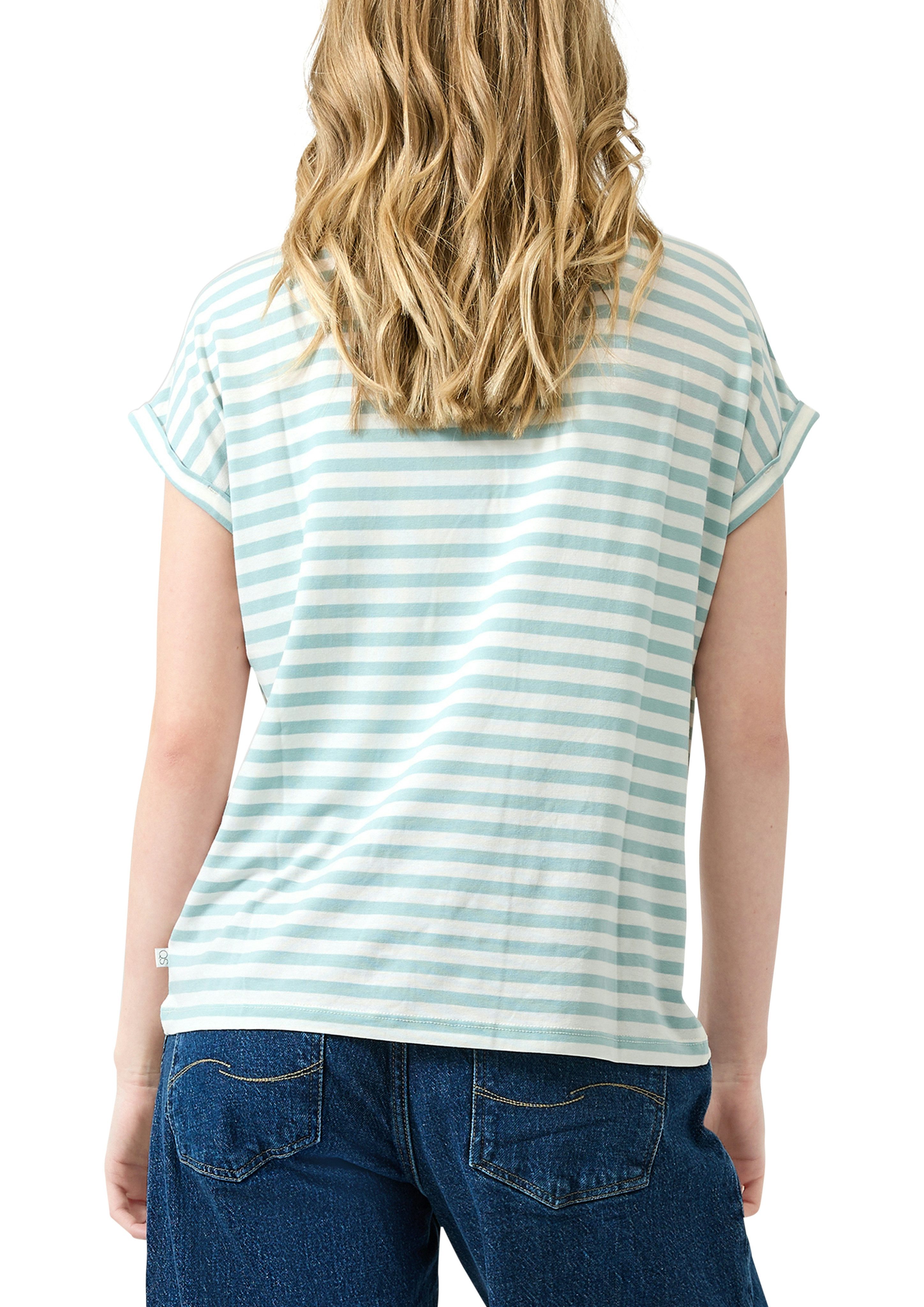 QS Kurzarmshirt im Streifen-Design günstig online kaufen