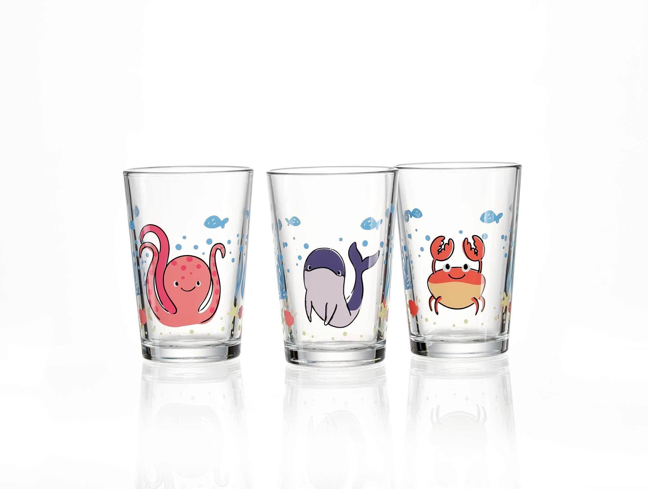 Ritzenhoff & Breker Kinderbecher Unterwasserwelt Kindergläser 205 ml 3er Set, 3-tlg., Glas