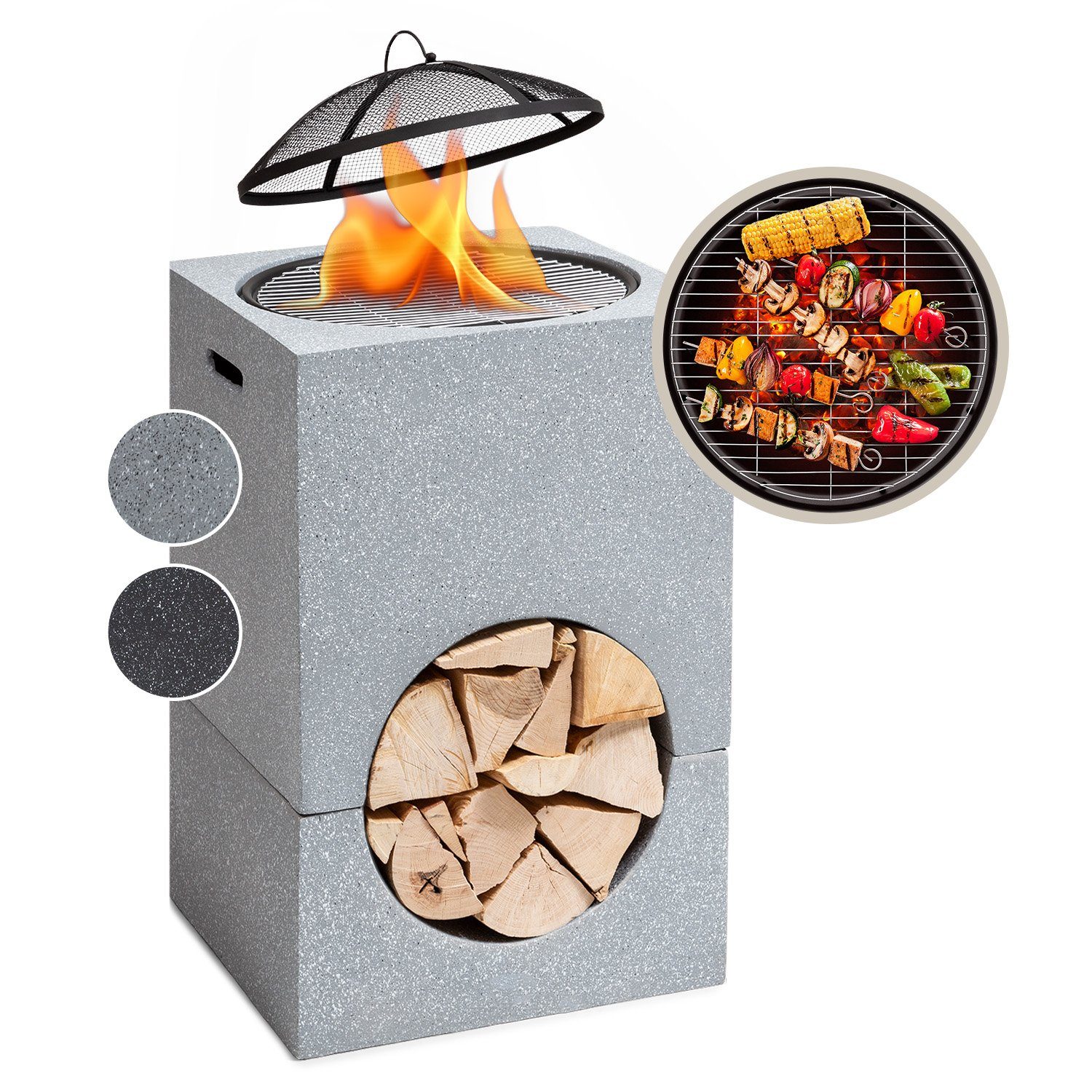 blumfeldt Feuerschale Monolith, (Set, Set), Garten Grill Funkenschutz Feuerkorb Feuerstelle Outdoor