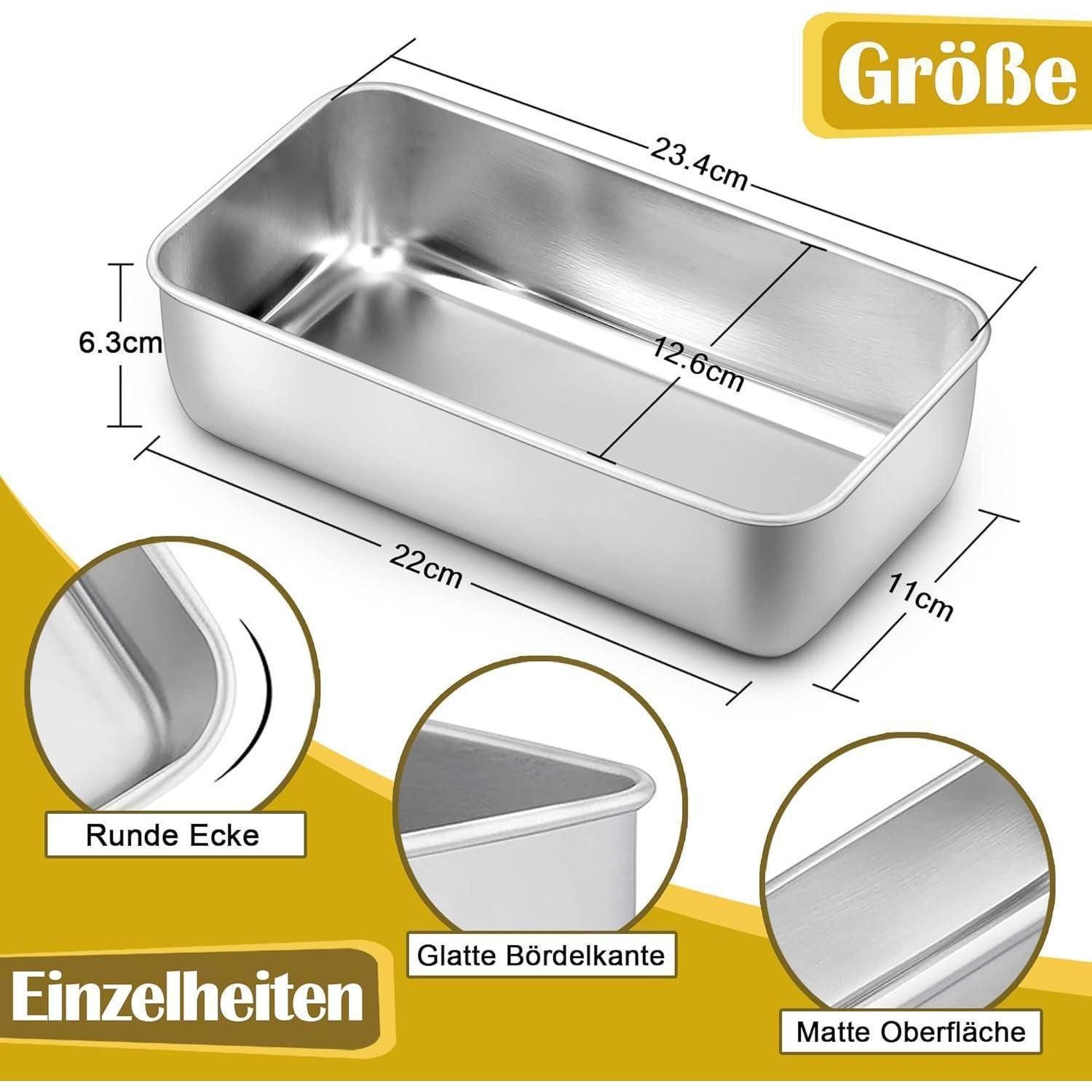 LuxusKollektion Brotbackform Brotbackform Kastenform Rechteckig Toastbrot 3 Stück Edelstahl