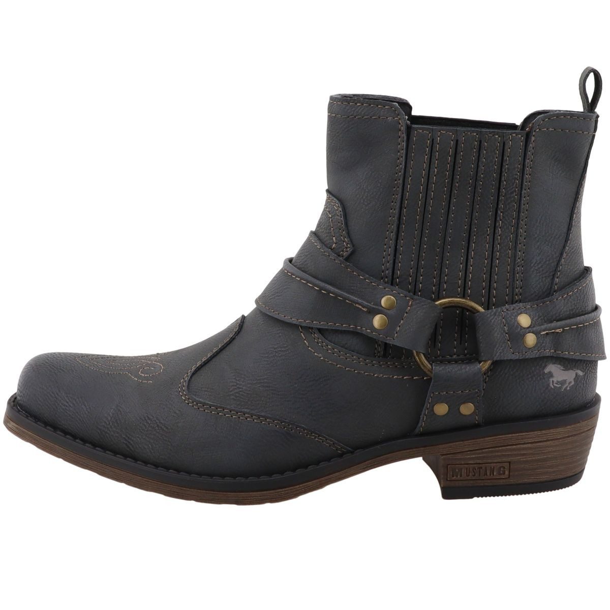 Mustang Shoes 36M0031001-coal Stiefelette Western/Biker-Boot mit markantem Stiefelband – Bild 3 von 5