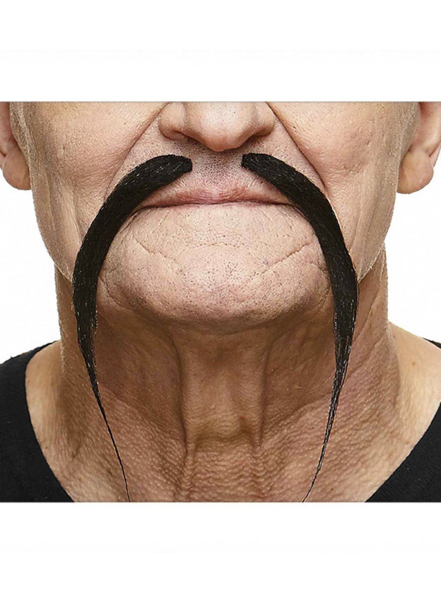 Metamorph Kostüm Fu Manchu Schnurrbart, Hochwertiger, selbstklebender Kunstbart aus Handarbeit