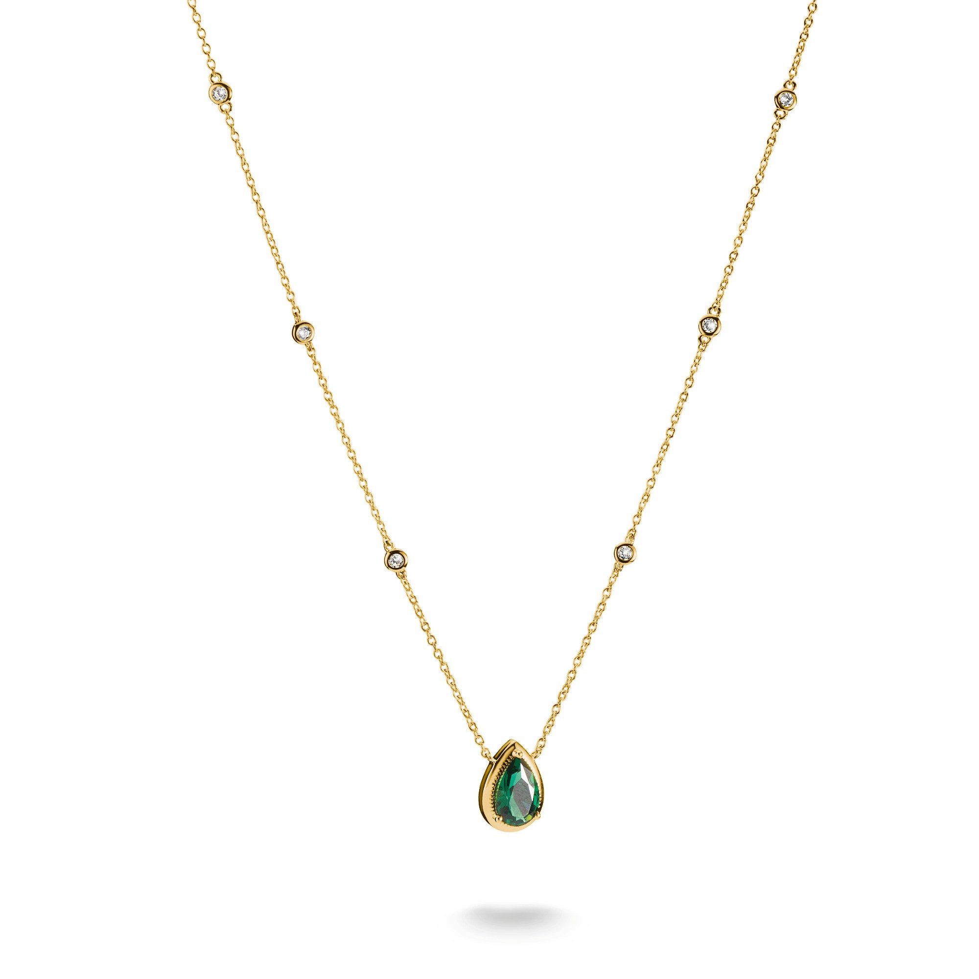 THOMAS SABO Kette mit Anhänger Halskette-Anhänger Elyndra Grün 18K Vergoldet KE2331-971-6