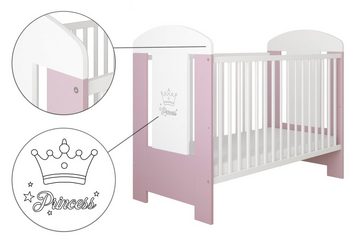 LCP Kids Kinderbett Princess 60x120 cm (1-tlg., Bett ohne Matratze, ohne Bettkasten), 3 entnehmbare Schlupfsprossen an einem Seitenteil, einfache Montage