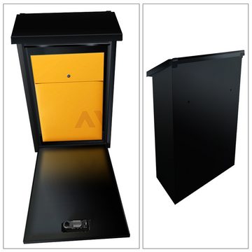 HT Briefkasten (Wandmontierbarer Mini-Briefkasten, kompakt), PIN-Sicherheit, erweiterbar zu einem Briefkastensystem – Schwarz.