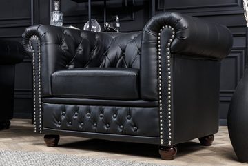 riess-ambiente Chesterfield-Sessel CHESTERFIELD 110cm matt schwarz (Einzelartikel, 1-St), Wohnzimmer · Kunstleder · Federkern · Knopfheftung · Design