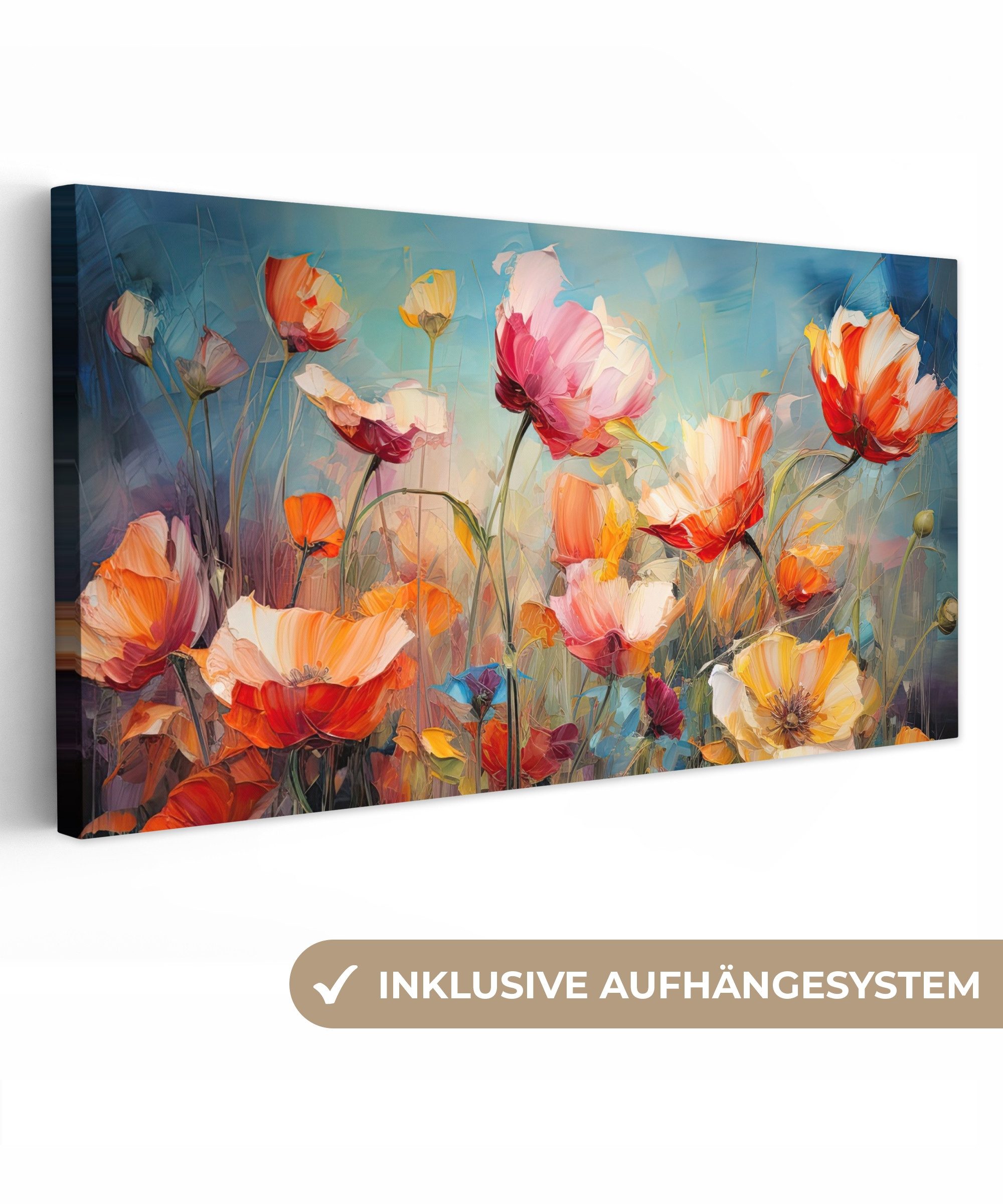 OneMillionCanvasses® Leinwandbild Panorama Blumen - Aquarell günstig online kaufen