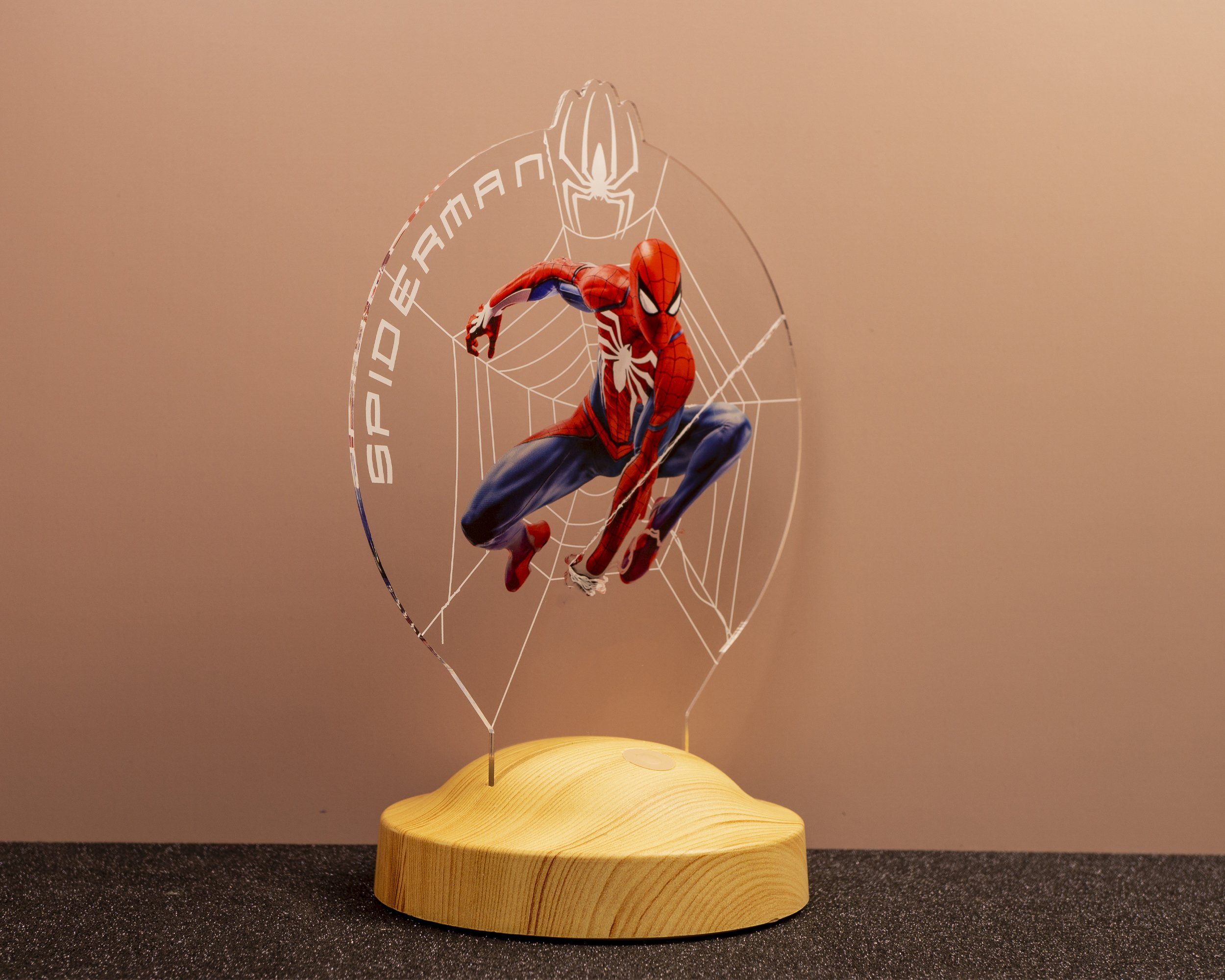 Geschenkelampe Nachttischlampe Spiderman 3D Nachtlicht UV Druck Geburtstagsgeschenk für Jungen, Leuchte 7 Farben fest integriert, Geschenk für Kinder, Spiderman – Bild 5 von 5