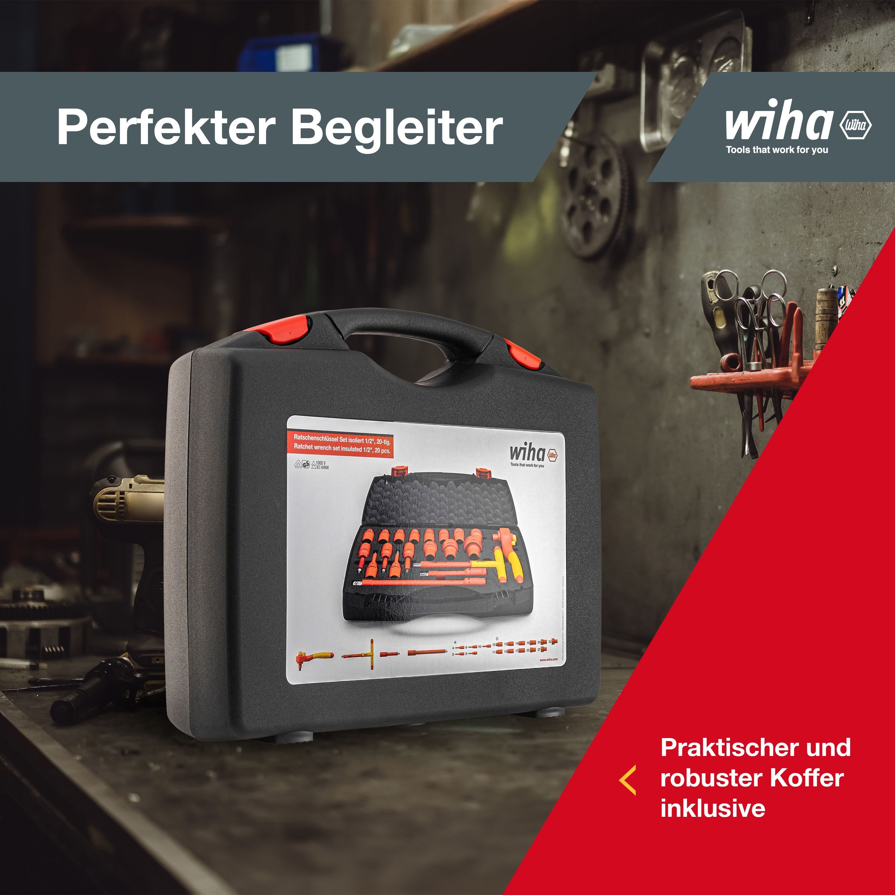 Wiha Ratschenringschlüssel (43024) - 21 tlg., Ratschenschlüssel Set, isoliert, 21-tlg.