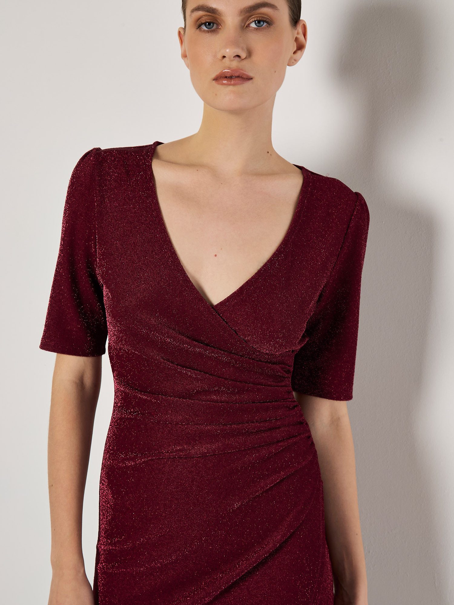 Apricot Partykleid Midikleid mit seitlicher Raffung günstig online kaufen