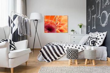 Sinus Art Leinwandbild 2 Bilder je 60x90cm Dahlie Blüten Orange Wärme Sanft Zart Makro