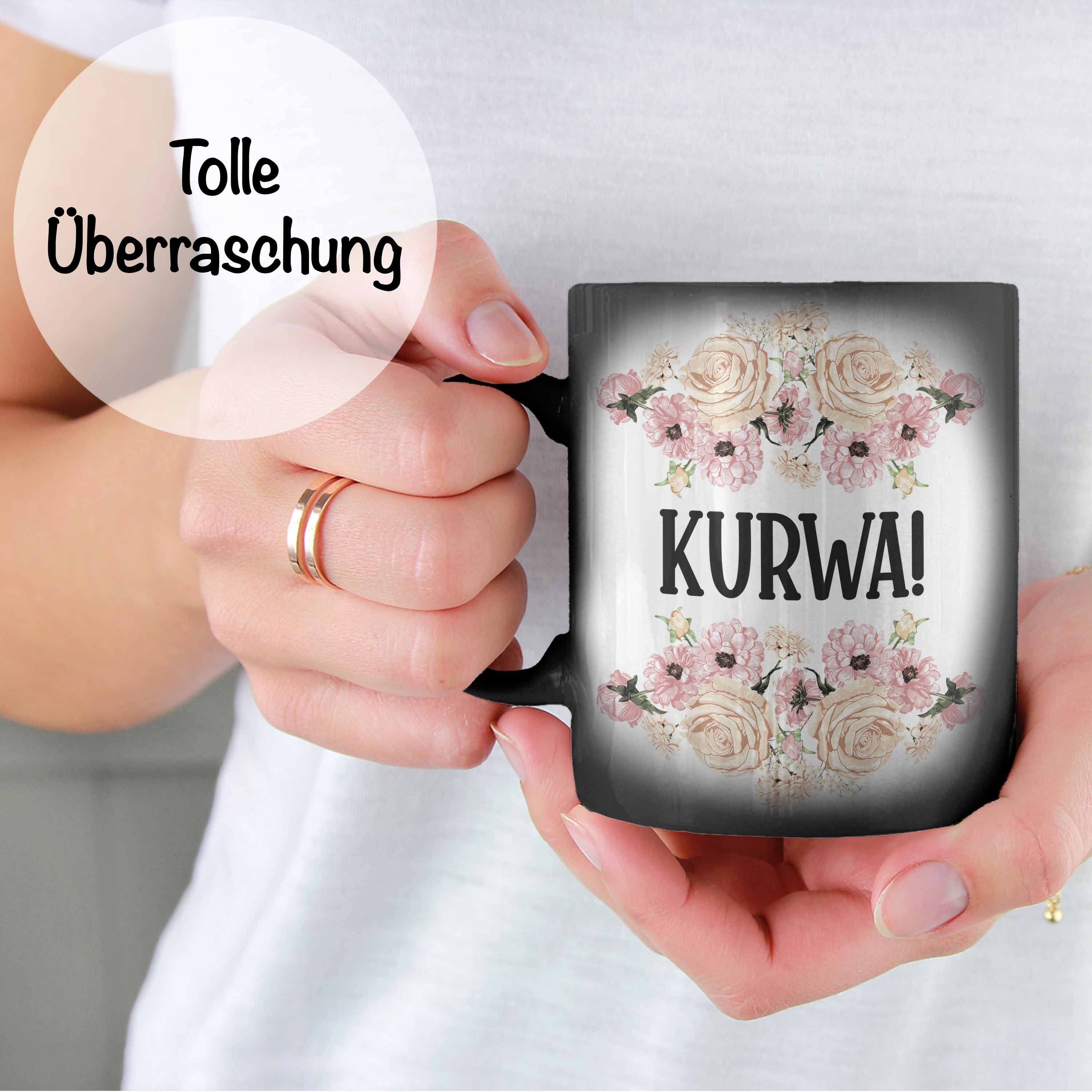 Farbwechsel Provokante KURWA Farbwechsel Spruch Büro Trendation Trendation Zaubertasse Zaubertasse mit Tasse Tasse Freundin, Kollegin Kollege Spruch -