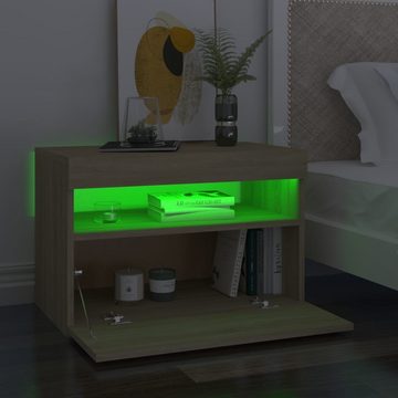 vidaXL Nachttisch Nachttisch mit LED-Leuchten Sonoma-Eiche 60x35x40cm Spanplatte