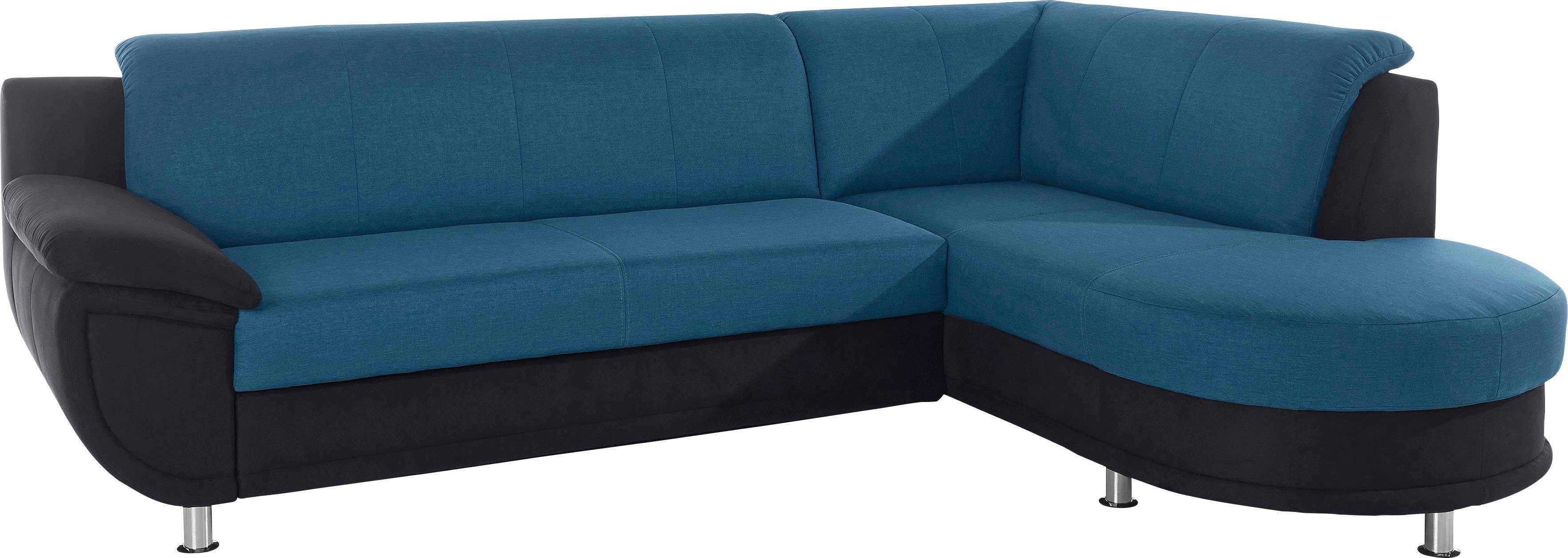 TRENDMANUFAKTUR Ecksofa Rondo 3, zeitlos und bequem, Materialmix, breite Armlehnen, L-Form, wahlweise mit Federkern für mehr Komfort, wahlweise mit Bettfunktion