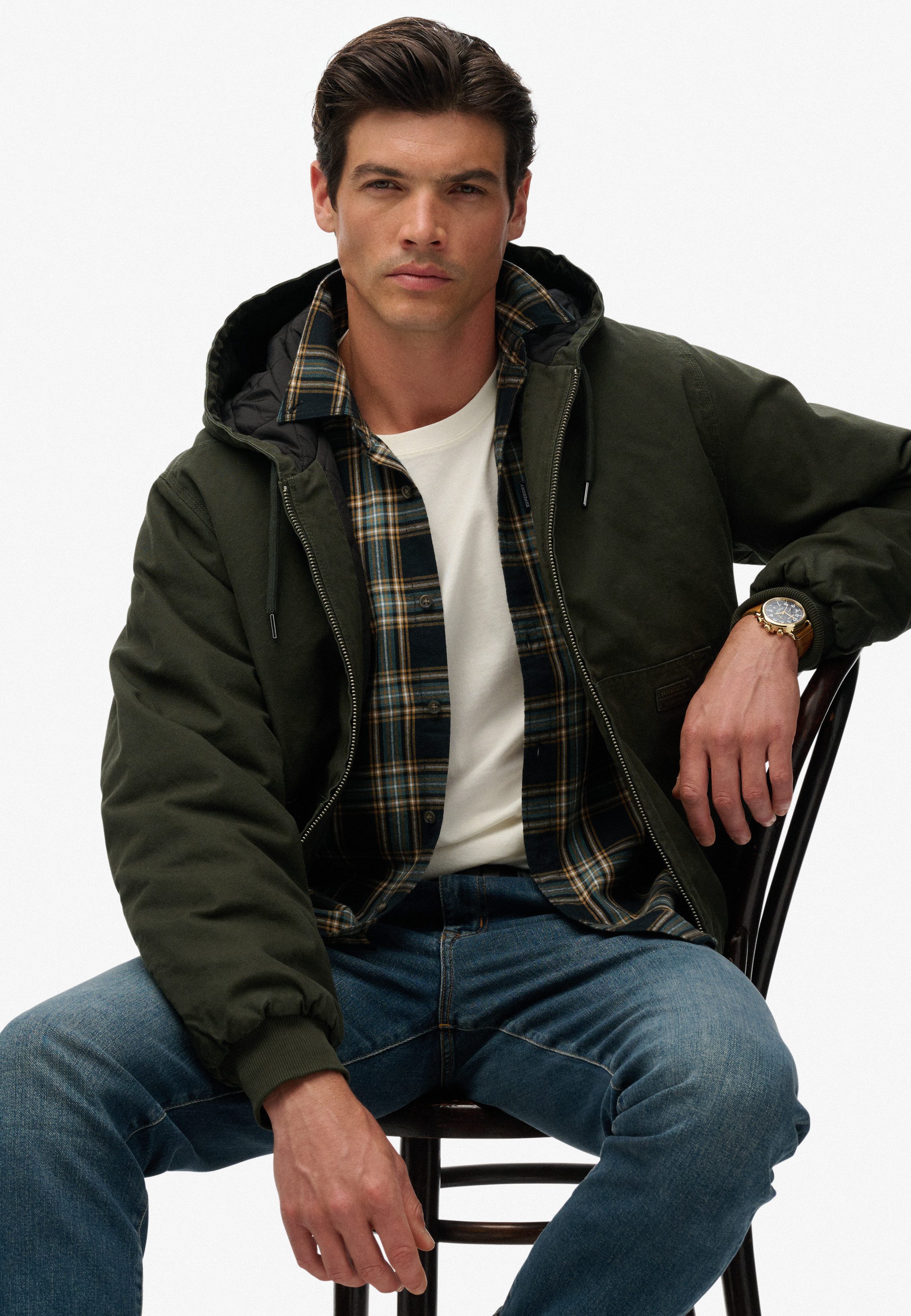 Superdry Parka CANVAS SURPLUS HOODED JKT mit Baumwolle als Obermaterial, Relaxed Fit