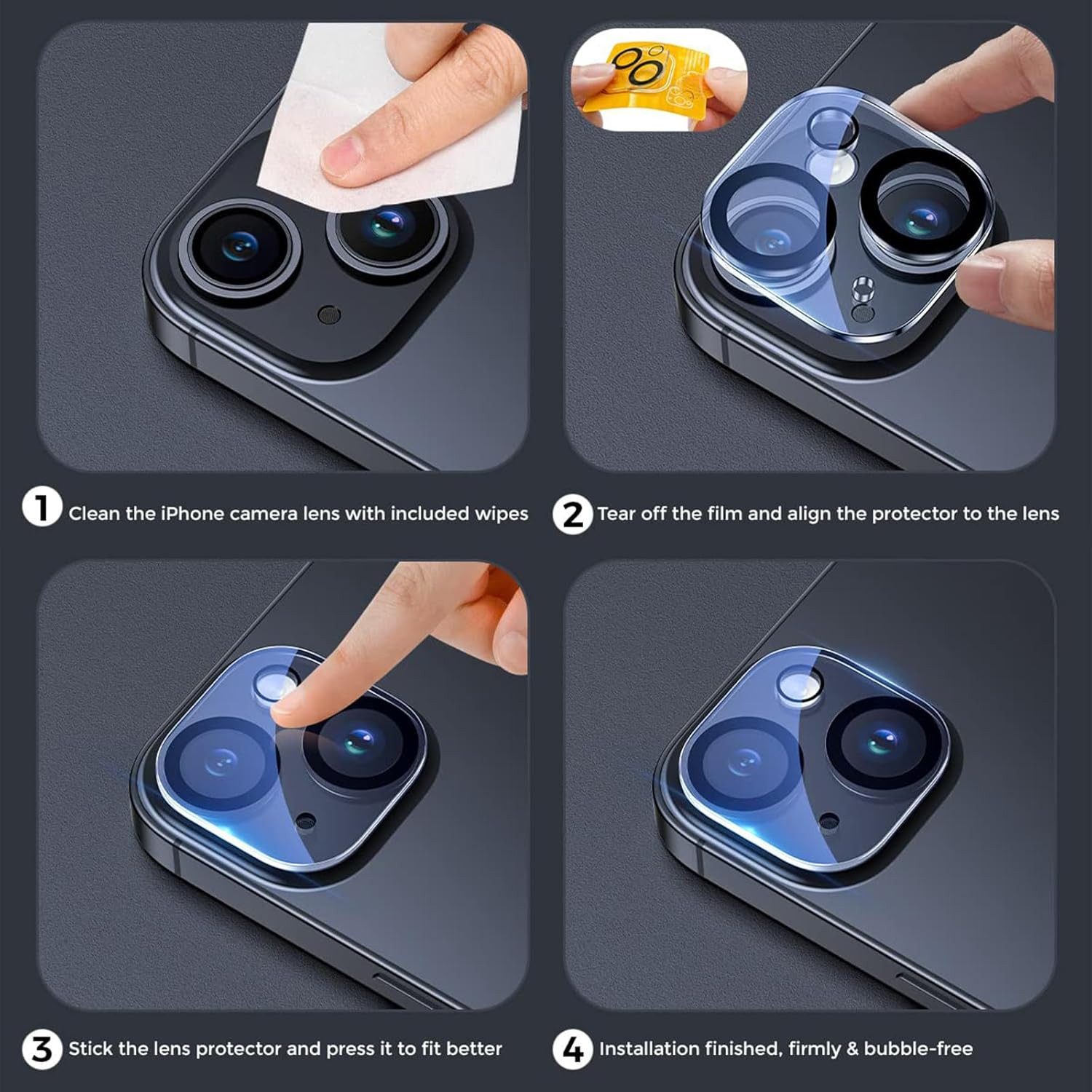MSM Kameraschutzglas 3X 3D Kameraglas für Apple iPhone 15 / 15 Plus Panzerfolie 9H KLAR – Bild 5 von 5
