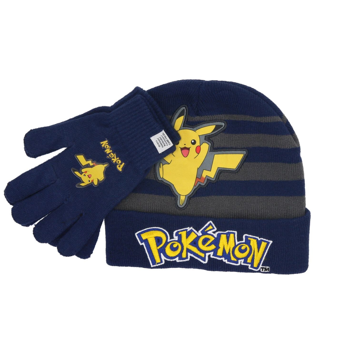 POKÉMON Strickmütze Mütze und Handschuhe für Kinder Perfekter Schutz im Winter