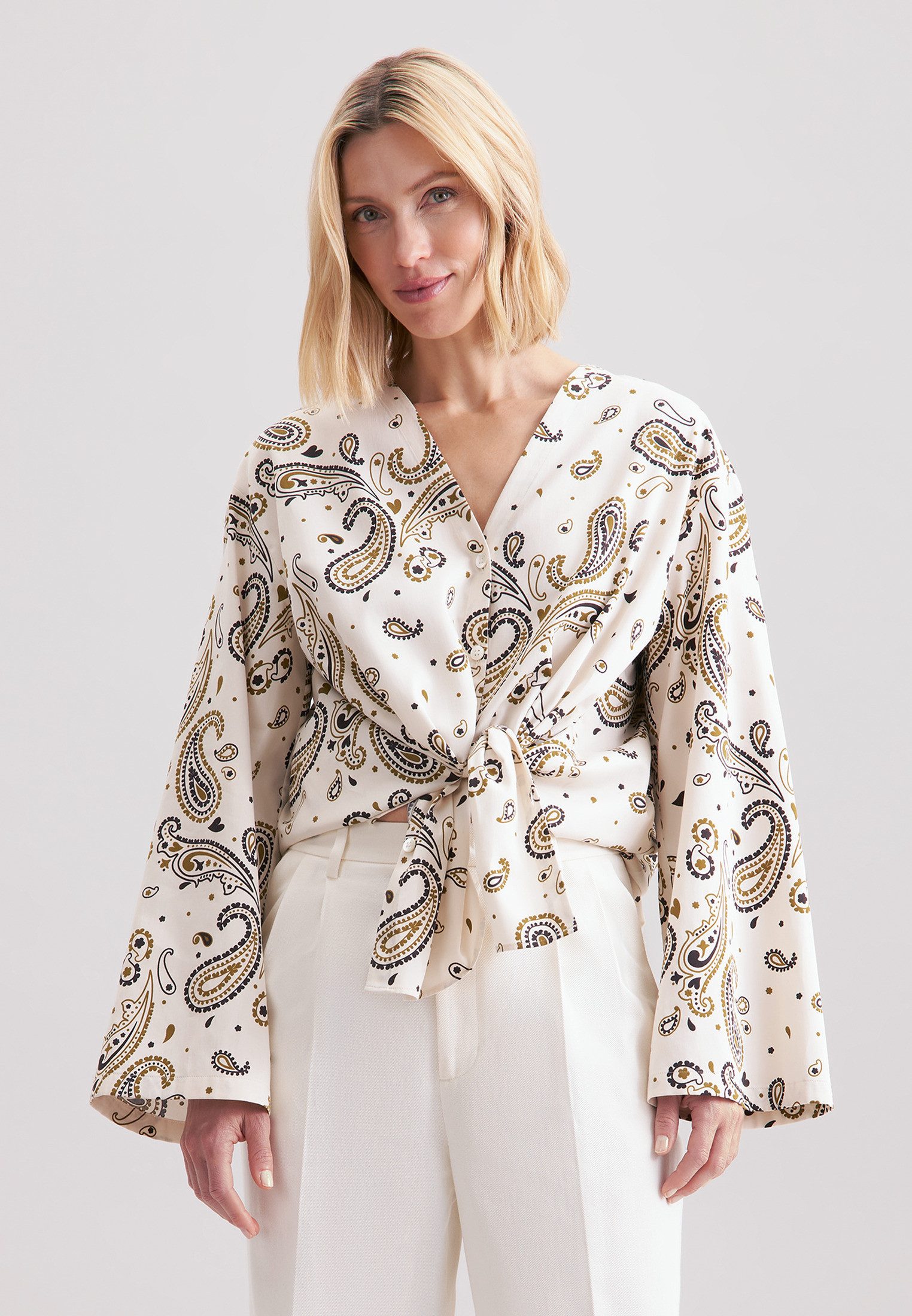seidensticker Klassische Bluse Schwarze Rose Tunika Paisley