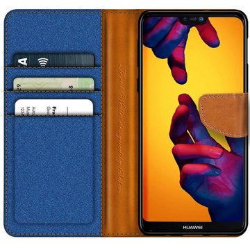 CoolGadget Handyhülle Denim Schutzhülle Flip Case für Huawei P20 Lite 5,8 Zoll, Book Cover Handy Tasche Hülle für P20 Lite Klapphülle