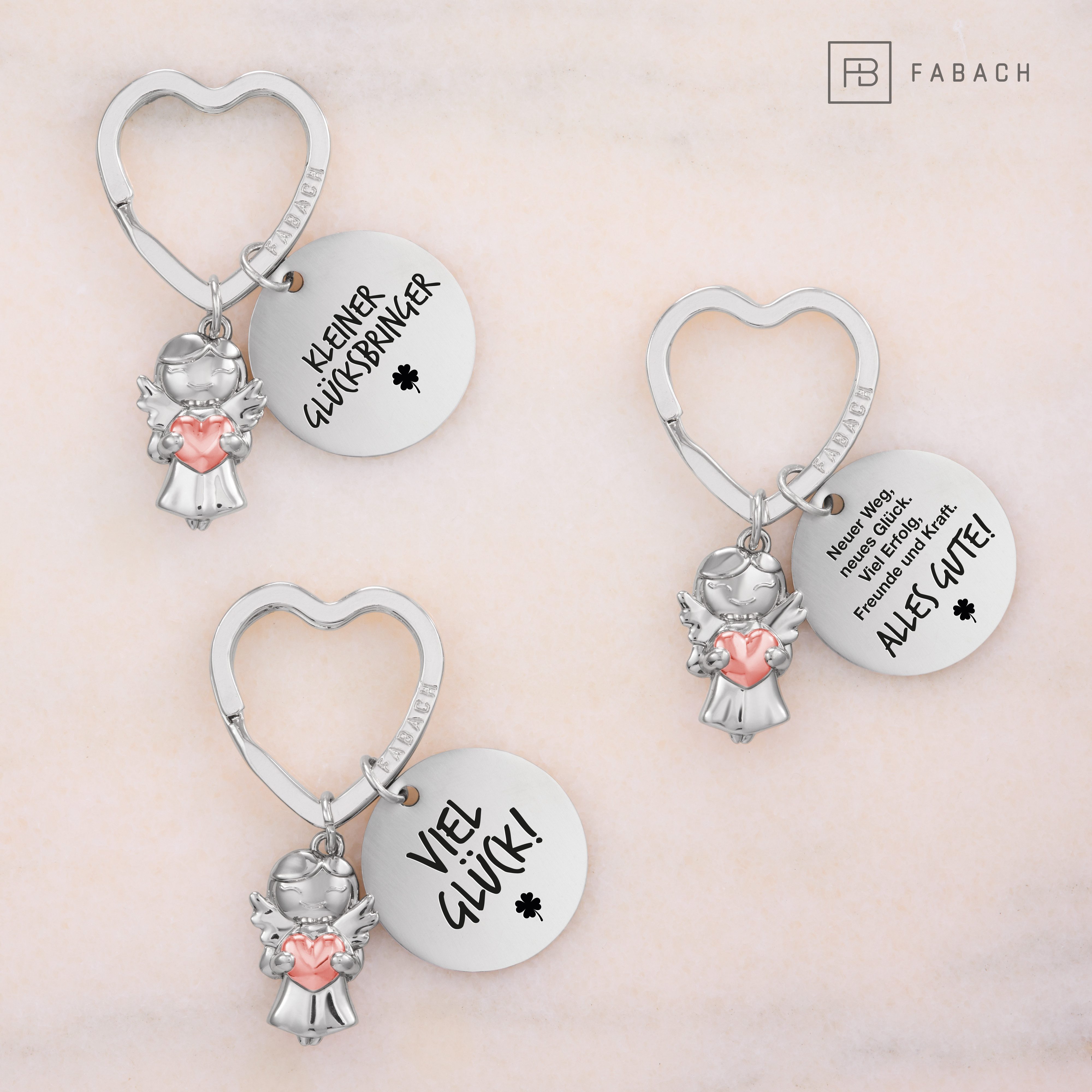 FABACH Schlüsselanhänger Schutzengel Star in Charms Größe mit Gravur "Glücksbringer"