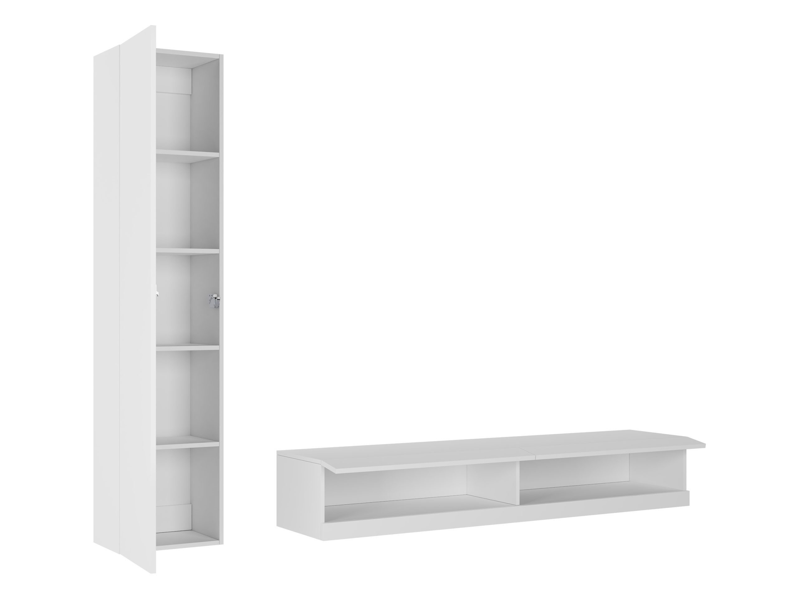 MIRJAN24 Wohnwand Vigo New IX, (Vitrine, TV-Lowboard), Beleuchtung als Option, grifflosem Öffnen "push to open"