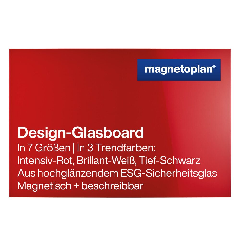 magnetoplan® Anzeigetafel Design Glas-Magnettafel - 150x100cm - magnetisch/beschreibbar - Rot (1-St)